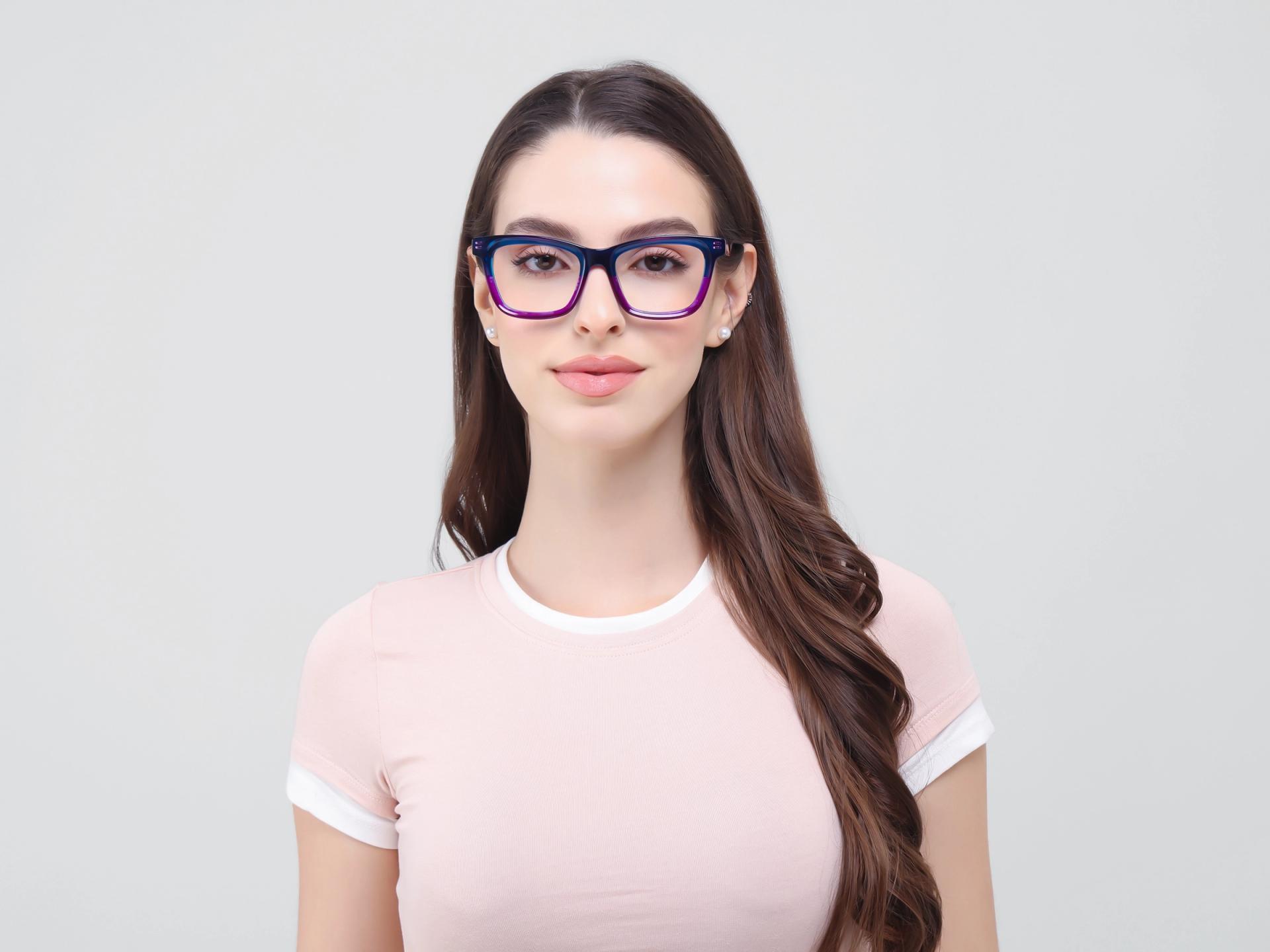 Purple & Blue Square Fullrim Acetate Glasses