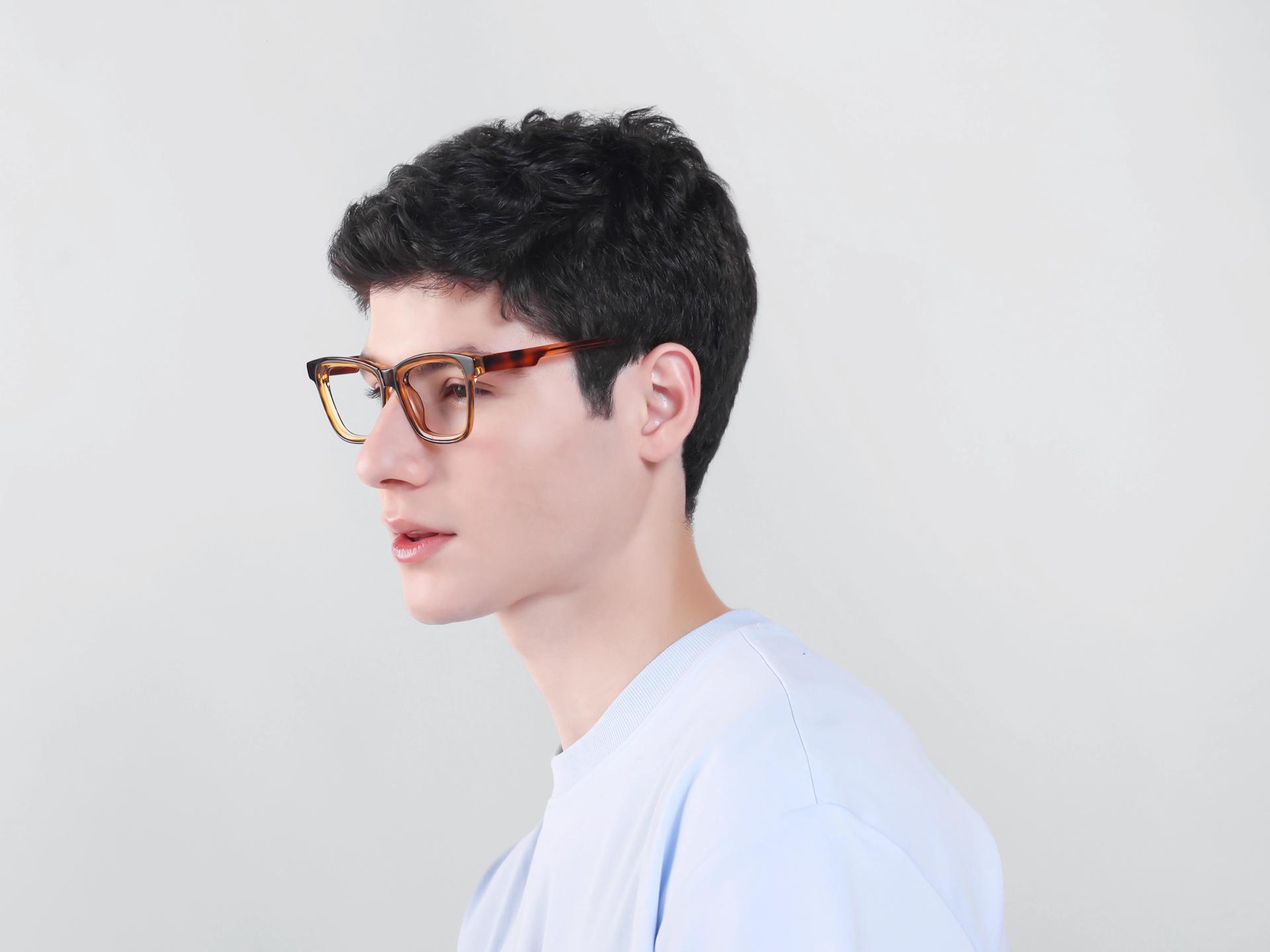Crystal Tortoise Square Fullrim Acetate Glasses