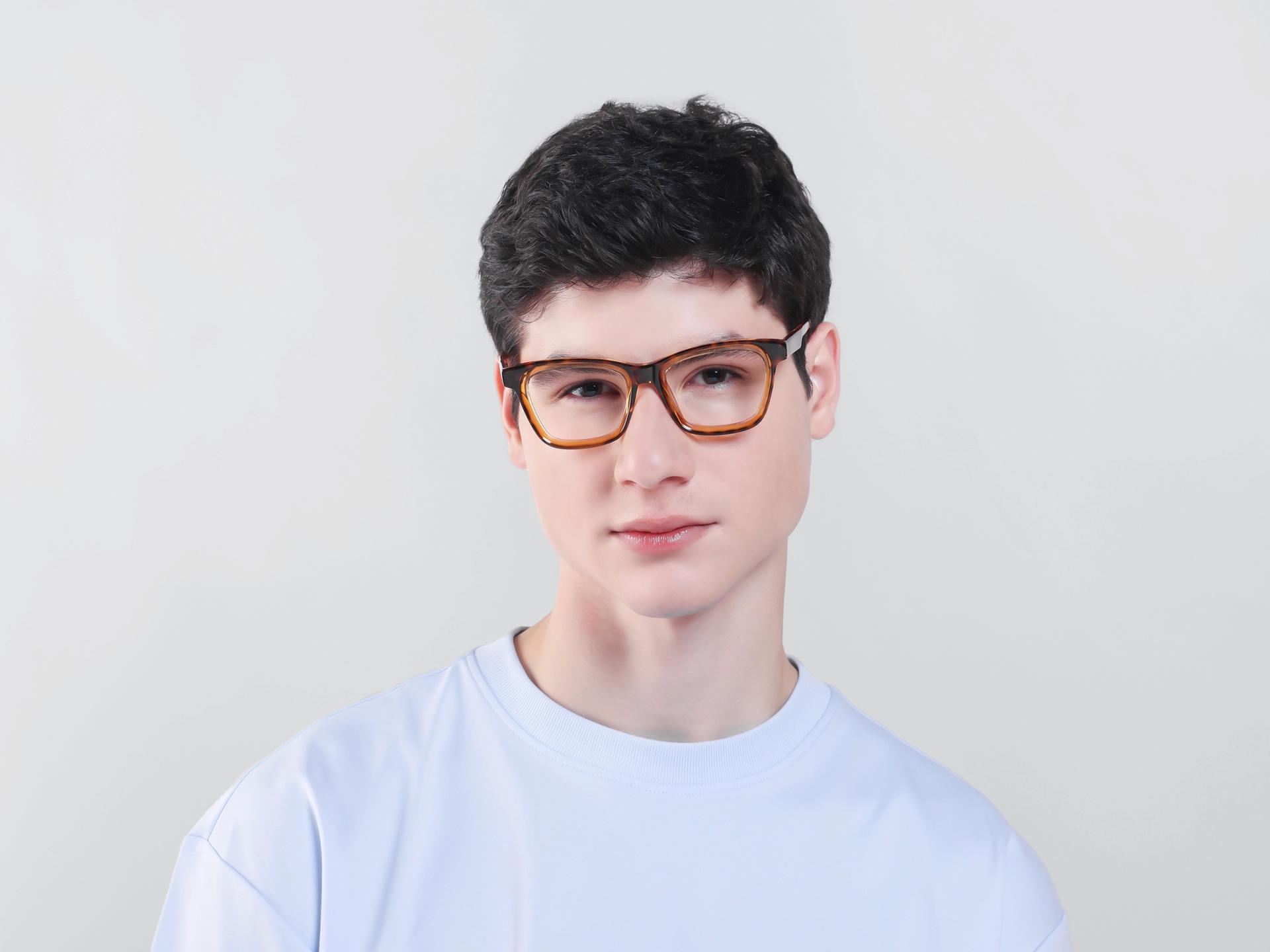 Crystal Tortoise Square Fullrim Acetate Glasses