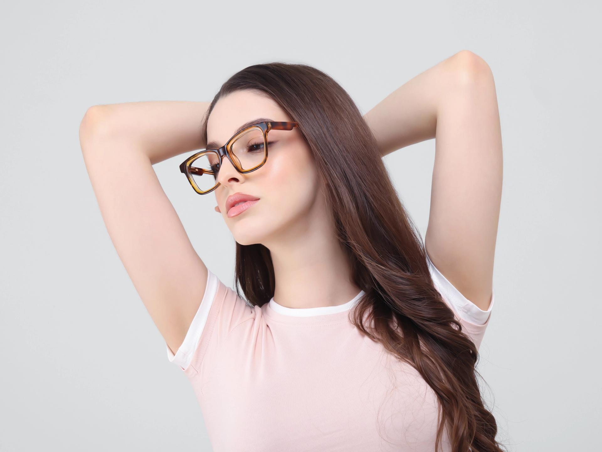 Crystal Tortoise Square Fullrim Acetate Glasses