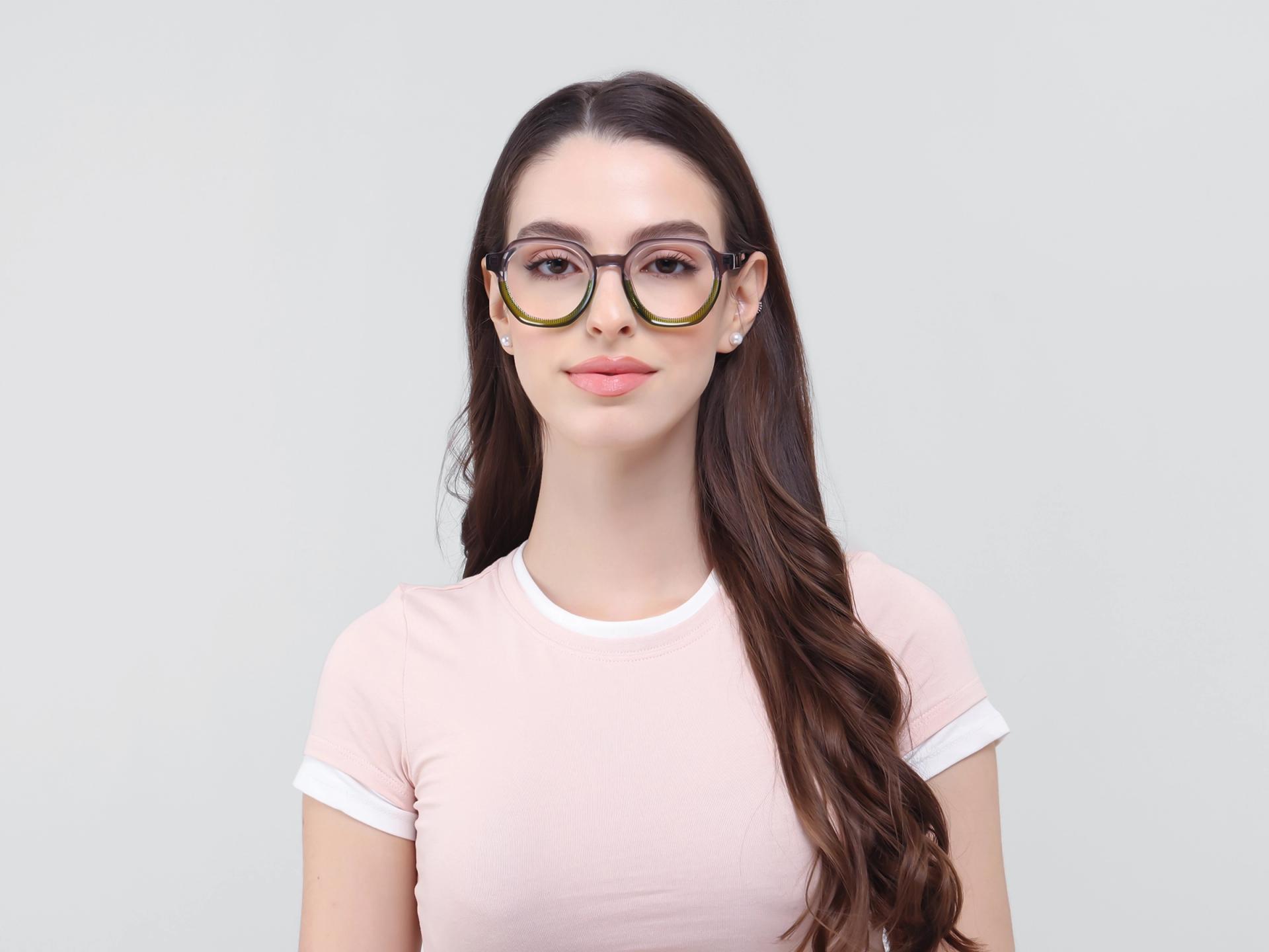 Grey & Green Maze Geometric Fullrim Glasses