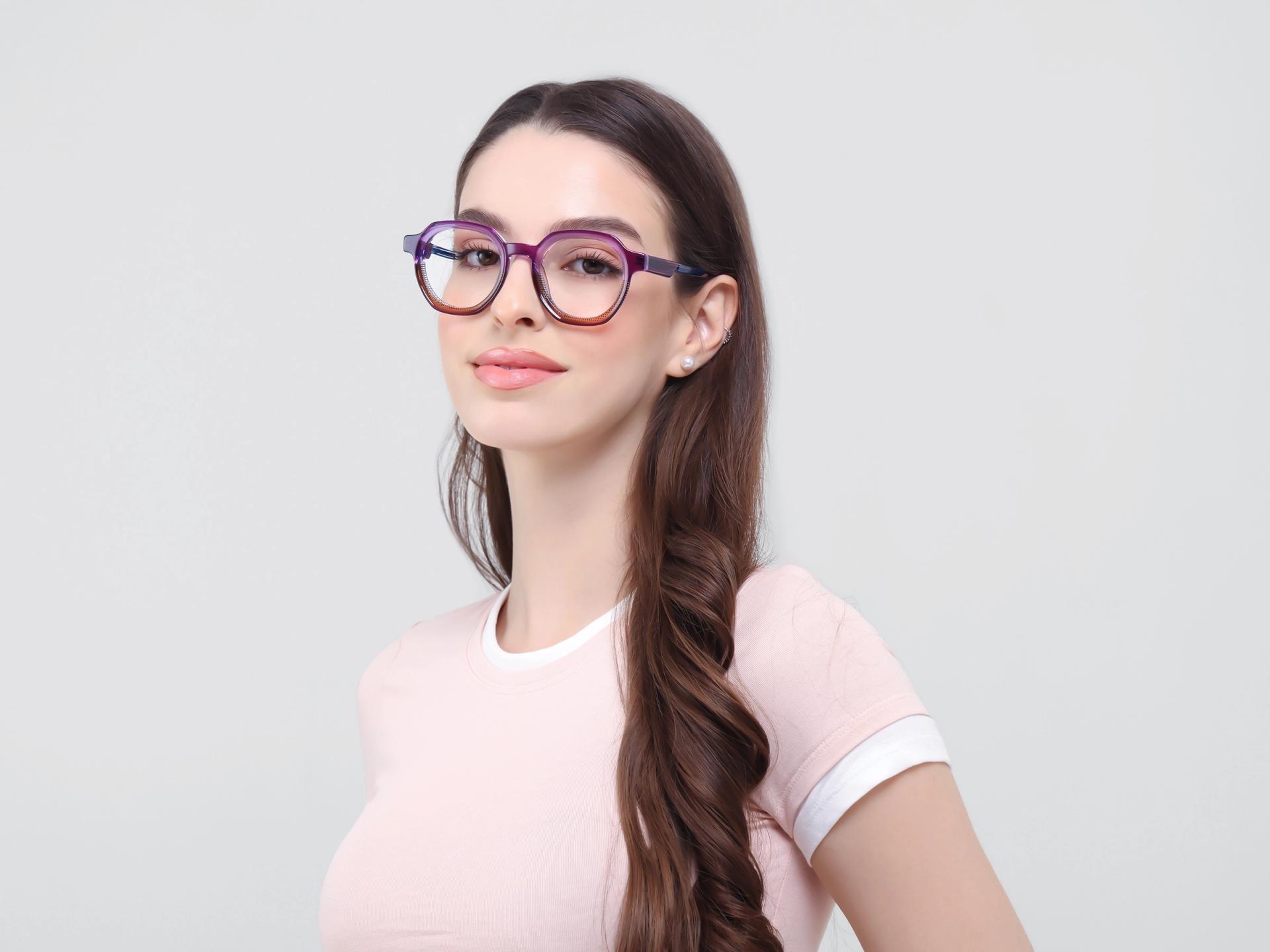 Purple & Brown Maze Geometric Fullrim Glasses
