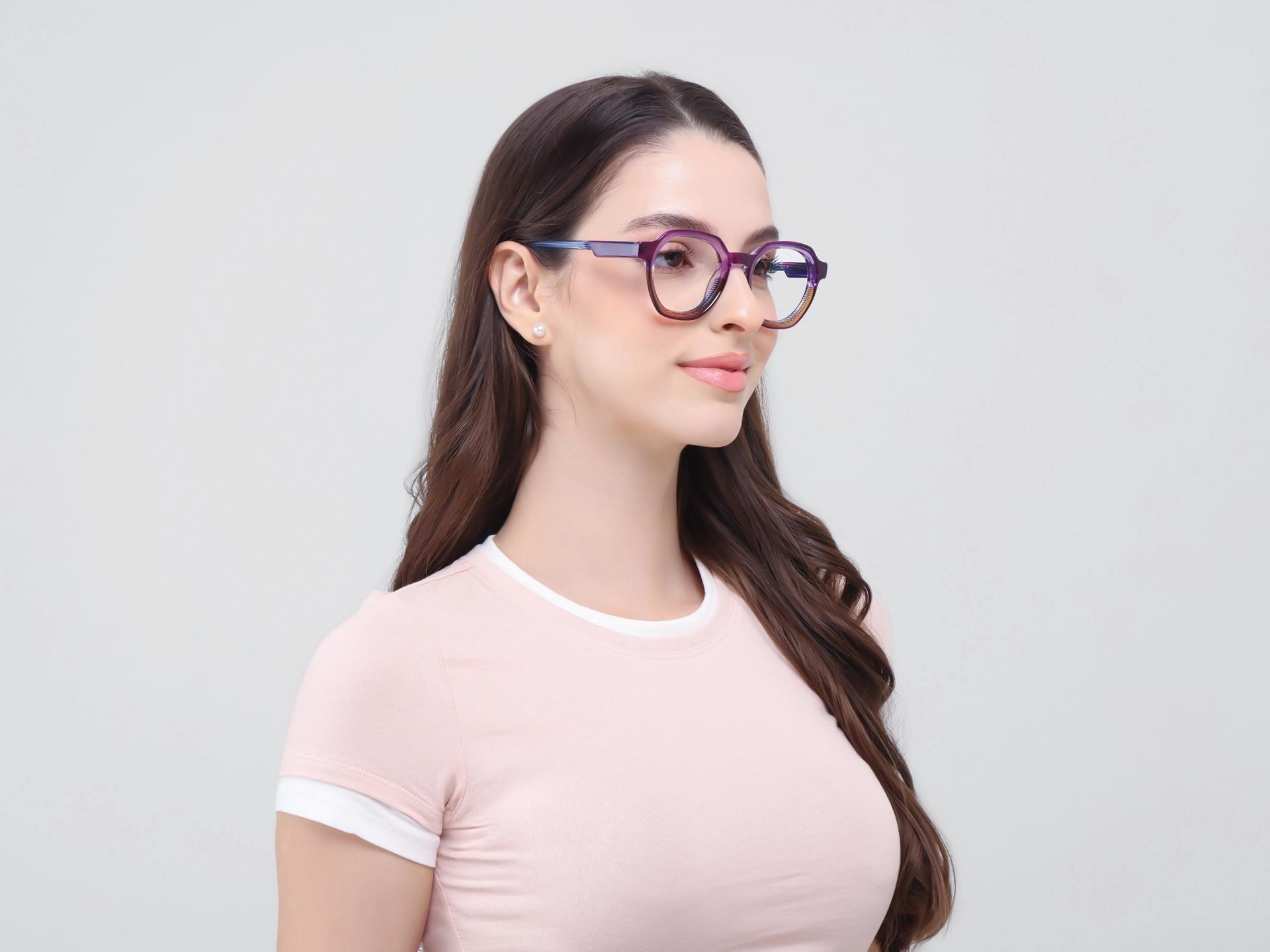 Purple & Brown Maze Geometric Fullrim Glasses