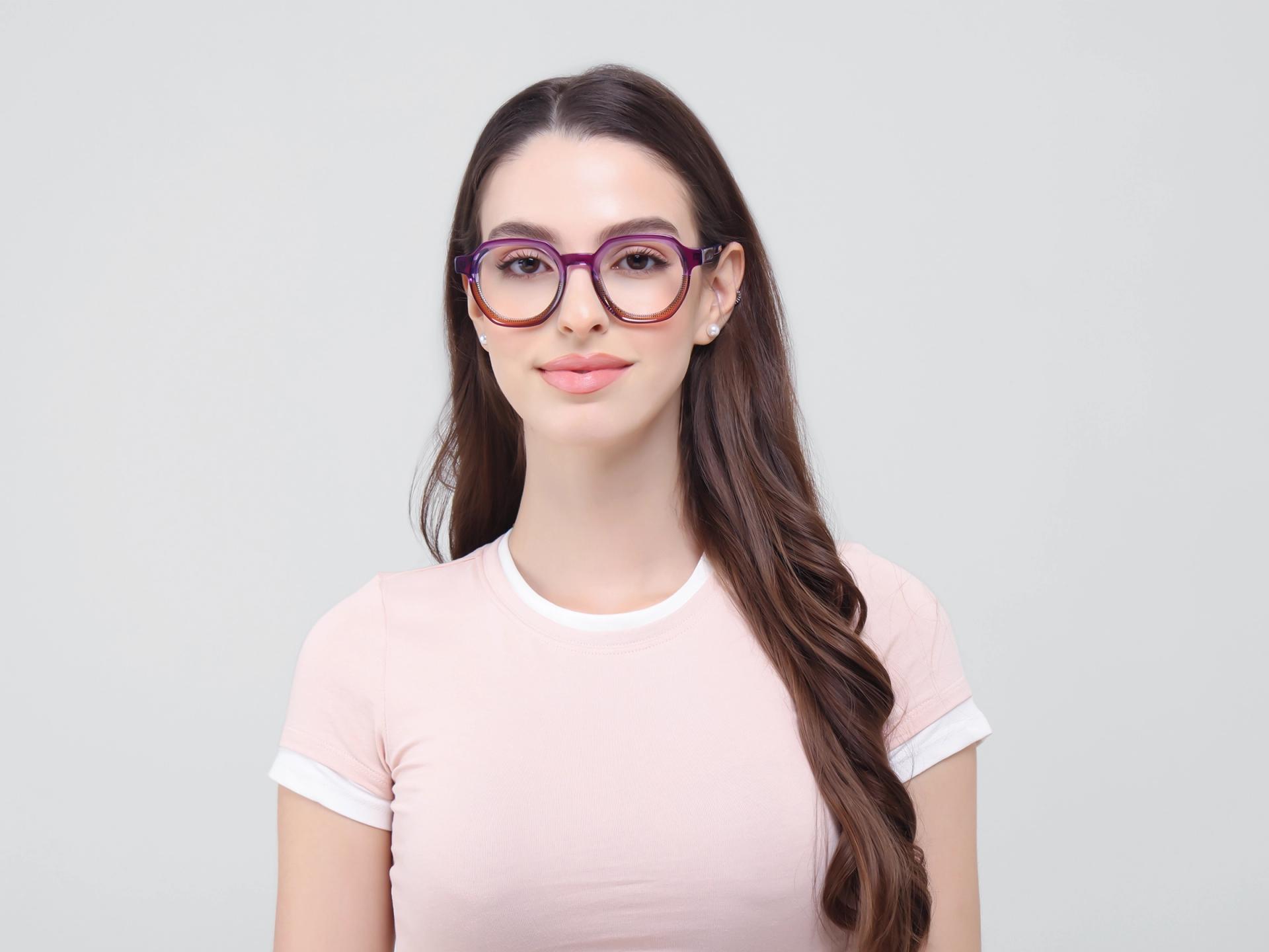 Purple & Brown Maze Geometric Fullrim Glasses
