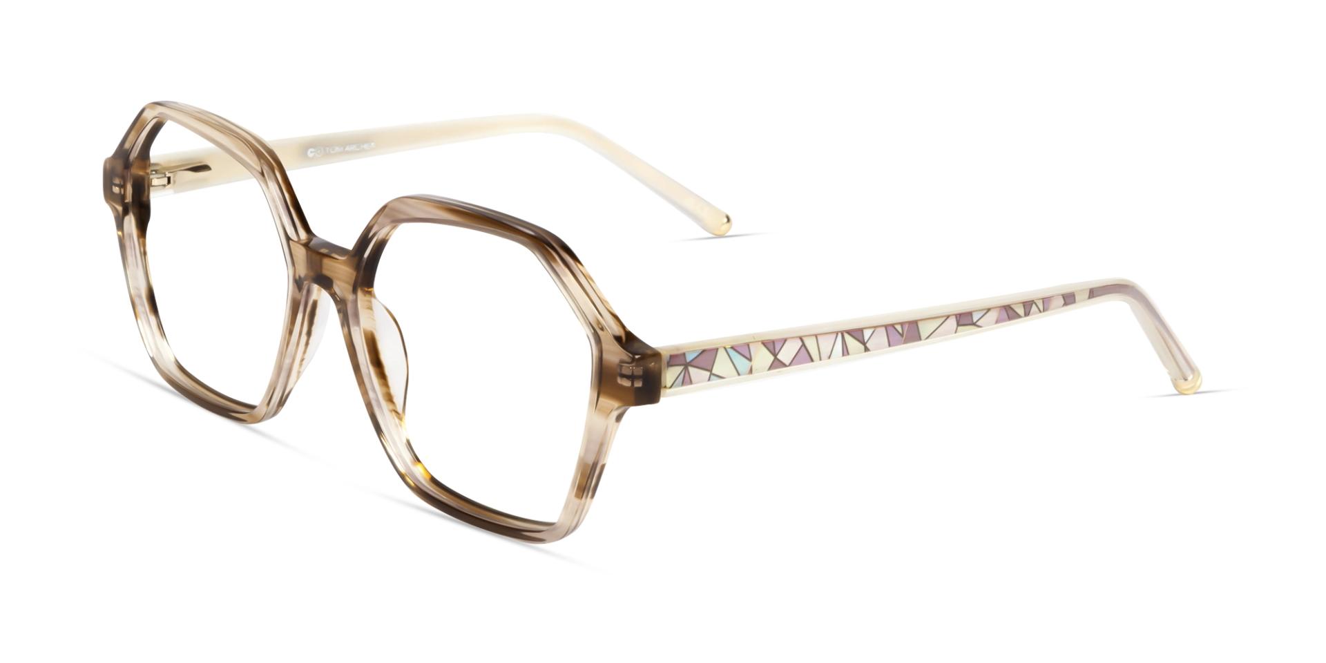 Crystal Brown Geometric Acetate Glasses