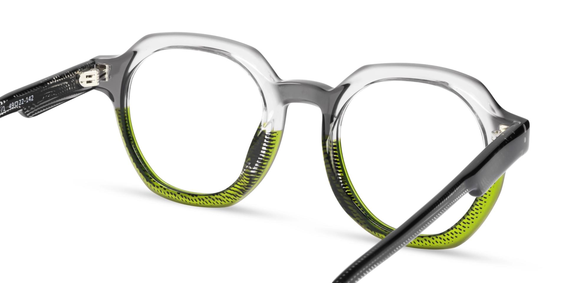 Grey & Green Maze Geometric Fullrim Glasses