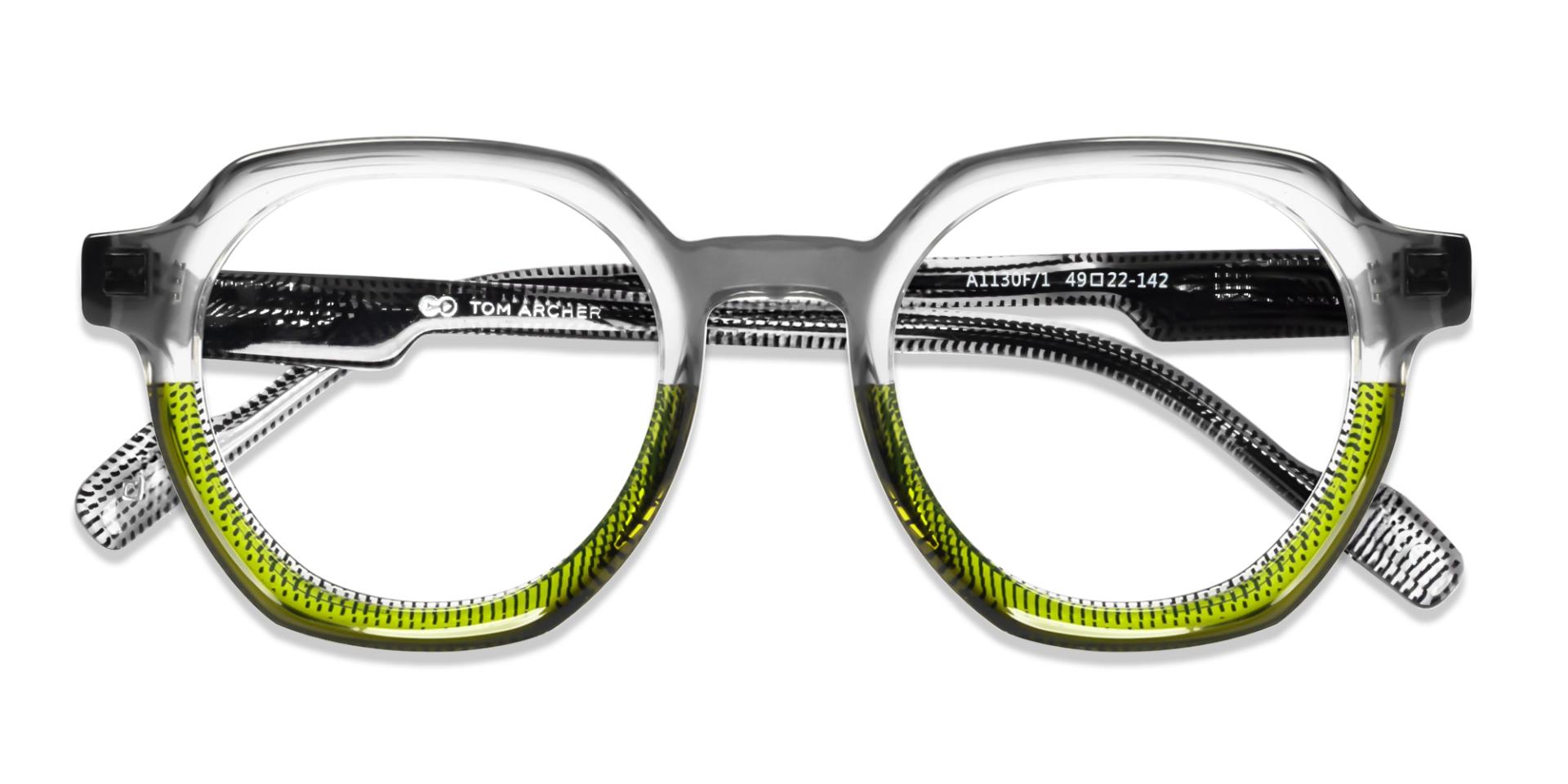 Grey & Green Maze Geometric Fullrim Glasses