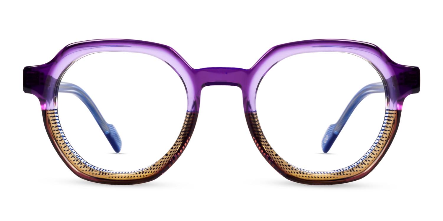 Purple & Brown Maze Geometric Fullrim Glasses