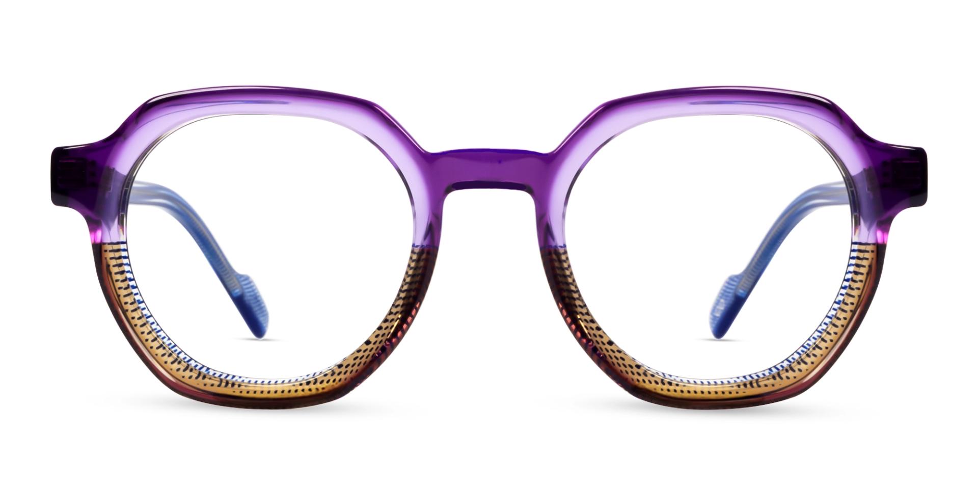 Purple & Brown Maze Geometric Fullrim Glasses