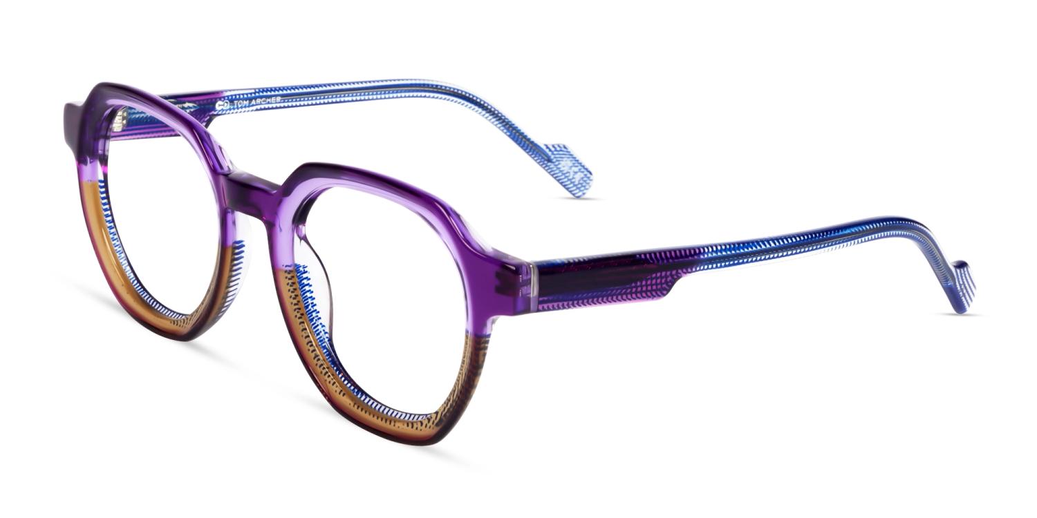 Purple & Brown Maze Geometric Fullrim Glasses