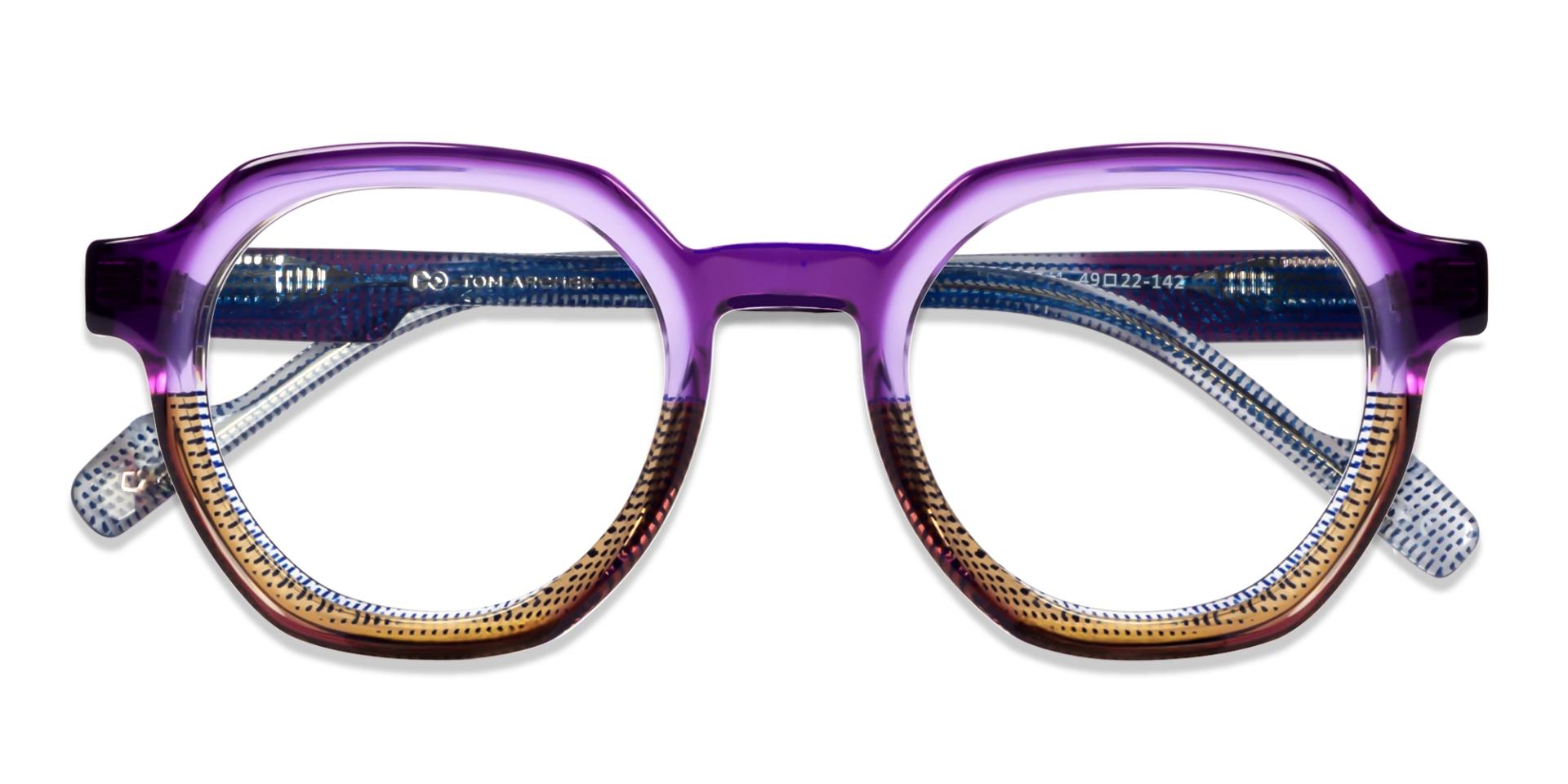 Purple & Brown Maze Geometric Fullrim Glasses