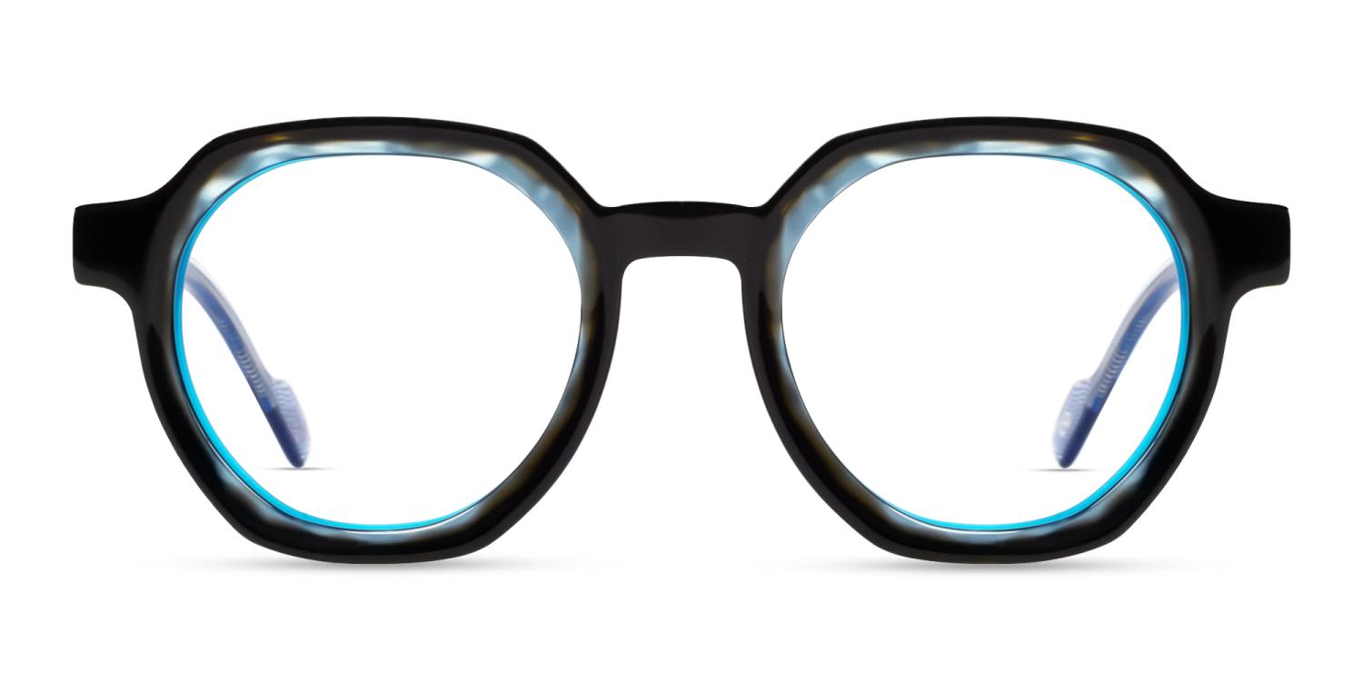 Metallic Black Geometric Fullrim Glasses