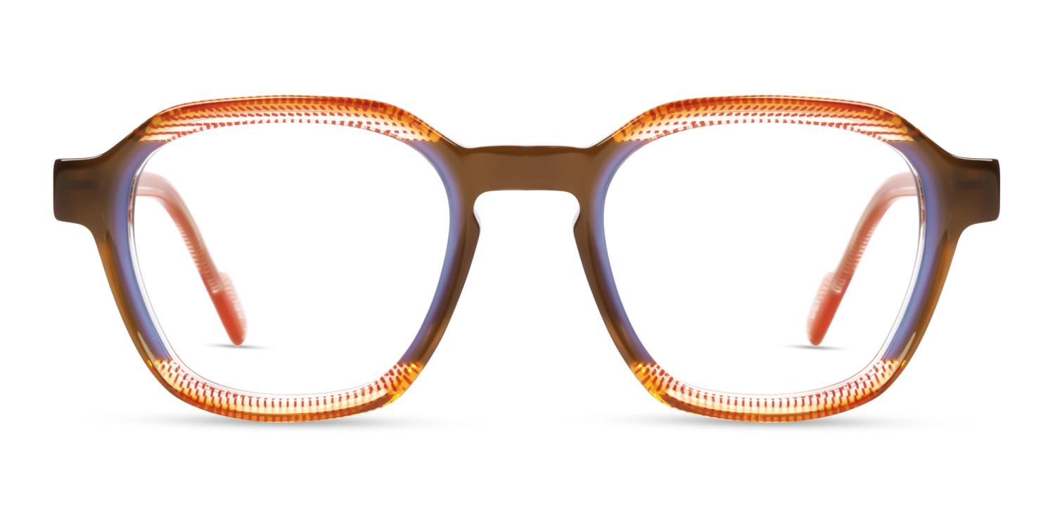 Red Maze & Brown Geometric Fullrim Glasses