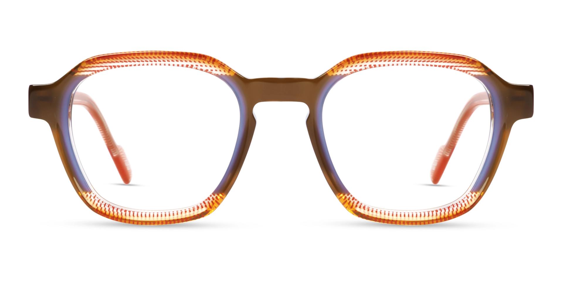 Red Maze & Brown Geometric Fullrim Glasses