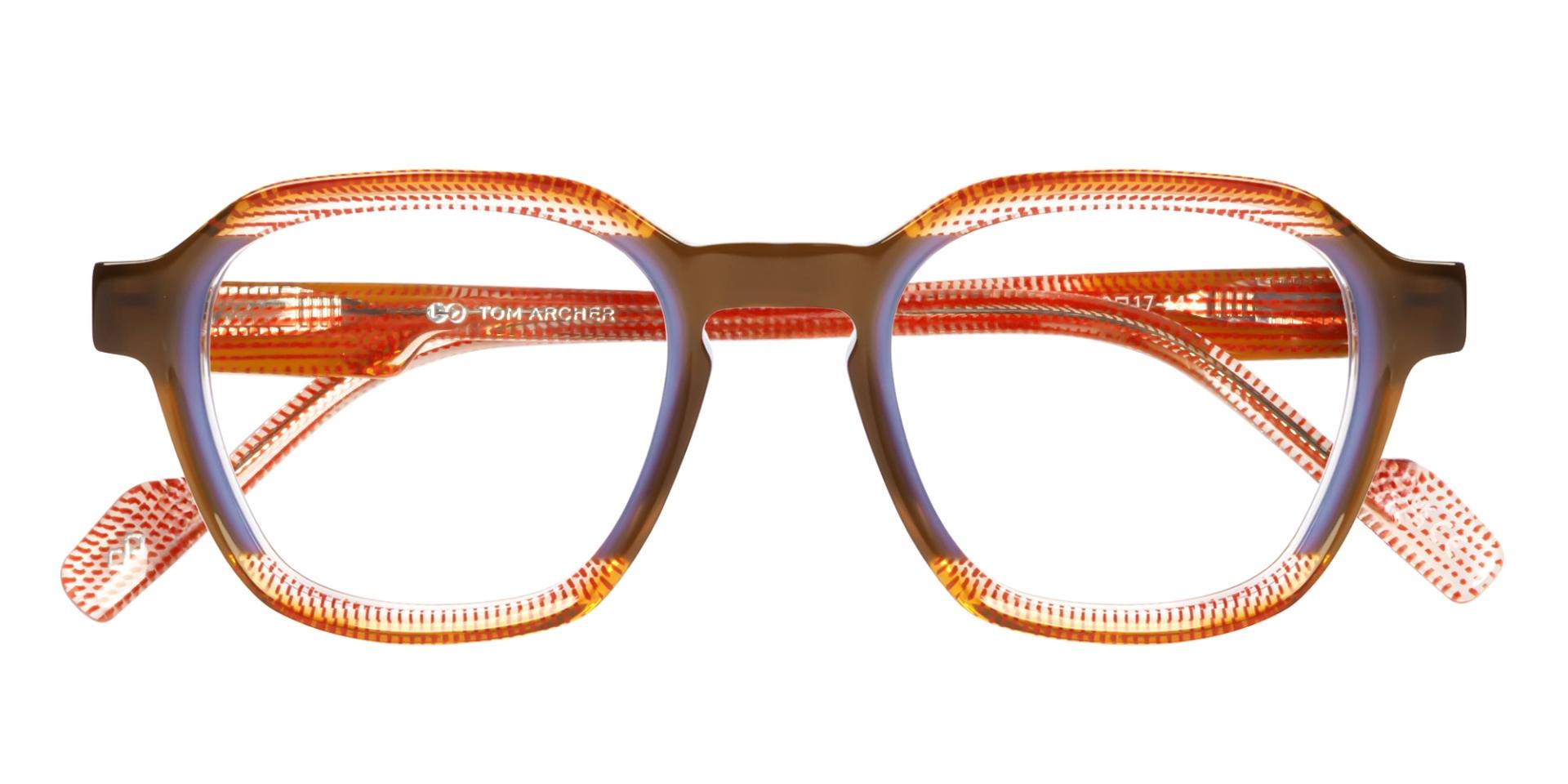 Red Maze & Brown Geometric Fullrim Glasses