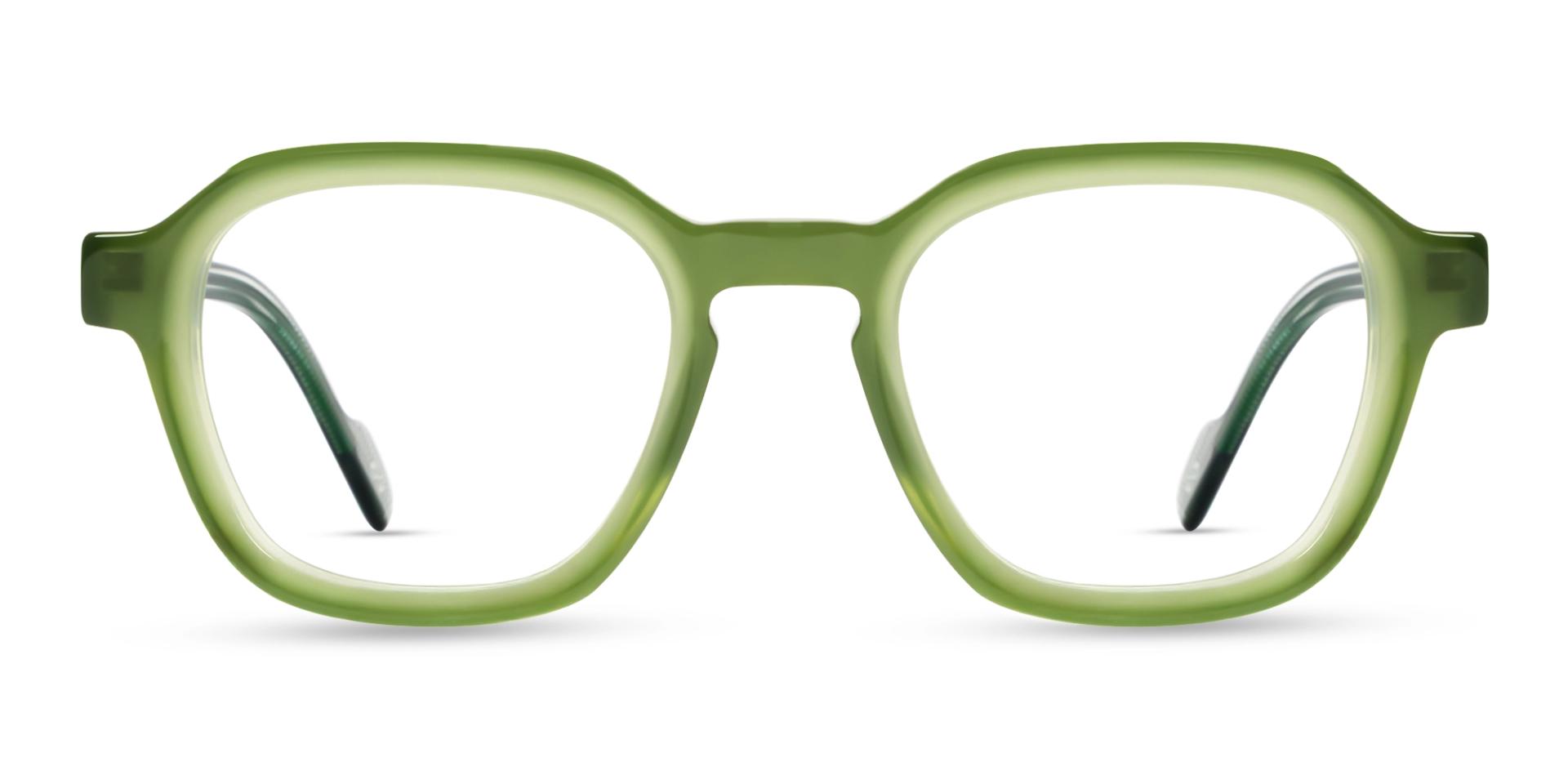 Olive Green Geometric Fullrim Glasses