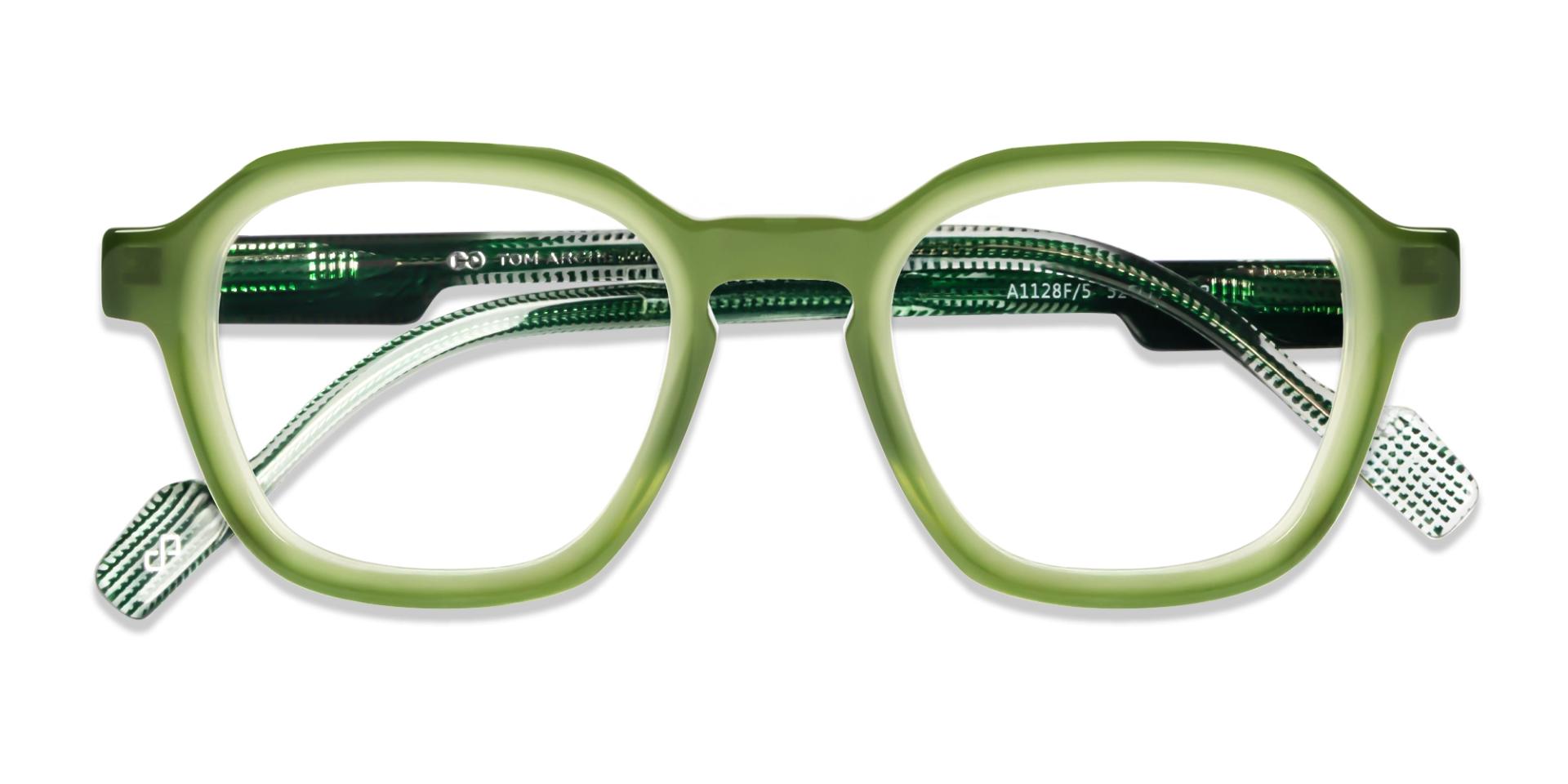 Olive Green Geometric Fullrim Glasses