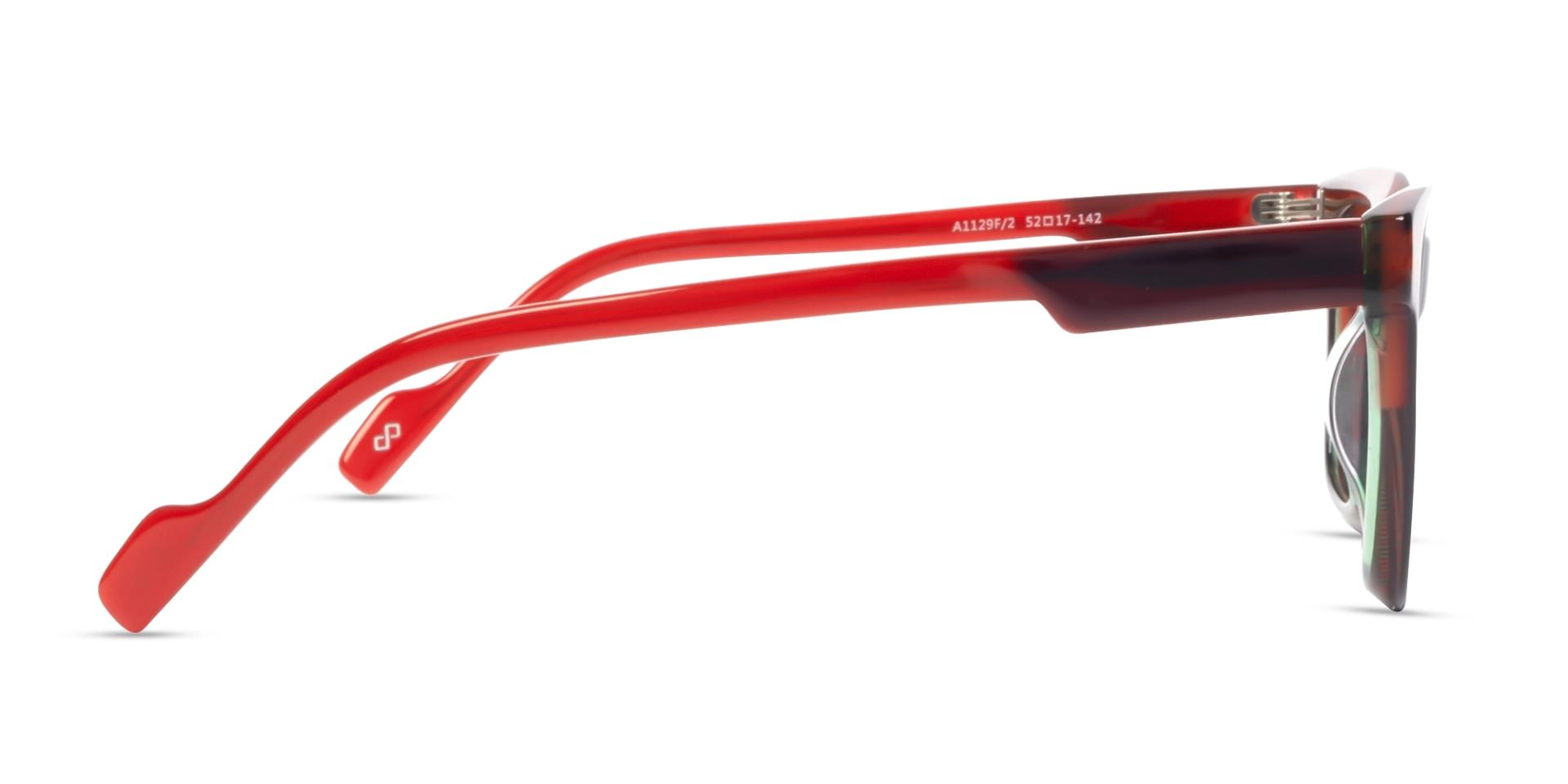 Dark Brown & Red Square Fullrim Acetate Glasses