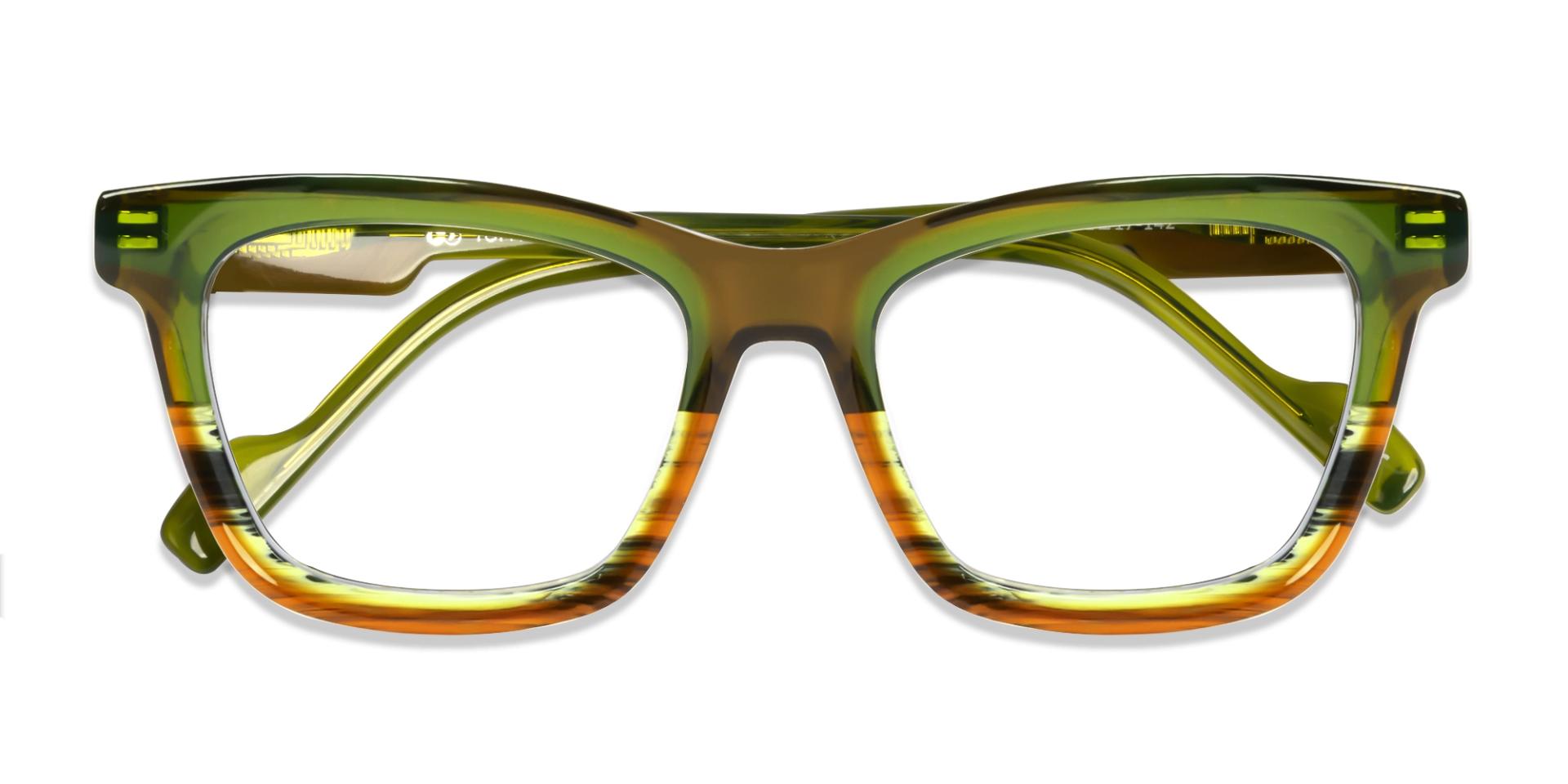 Green & Brown Square Fullrim Acetate Glasses