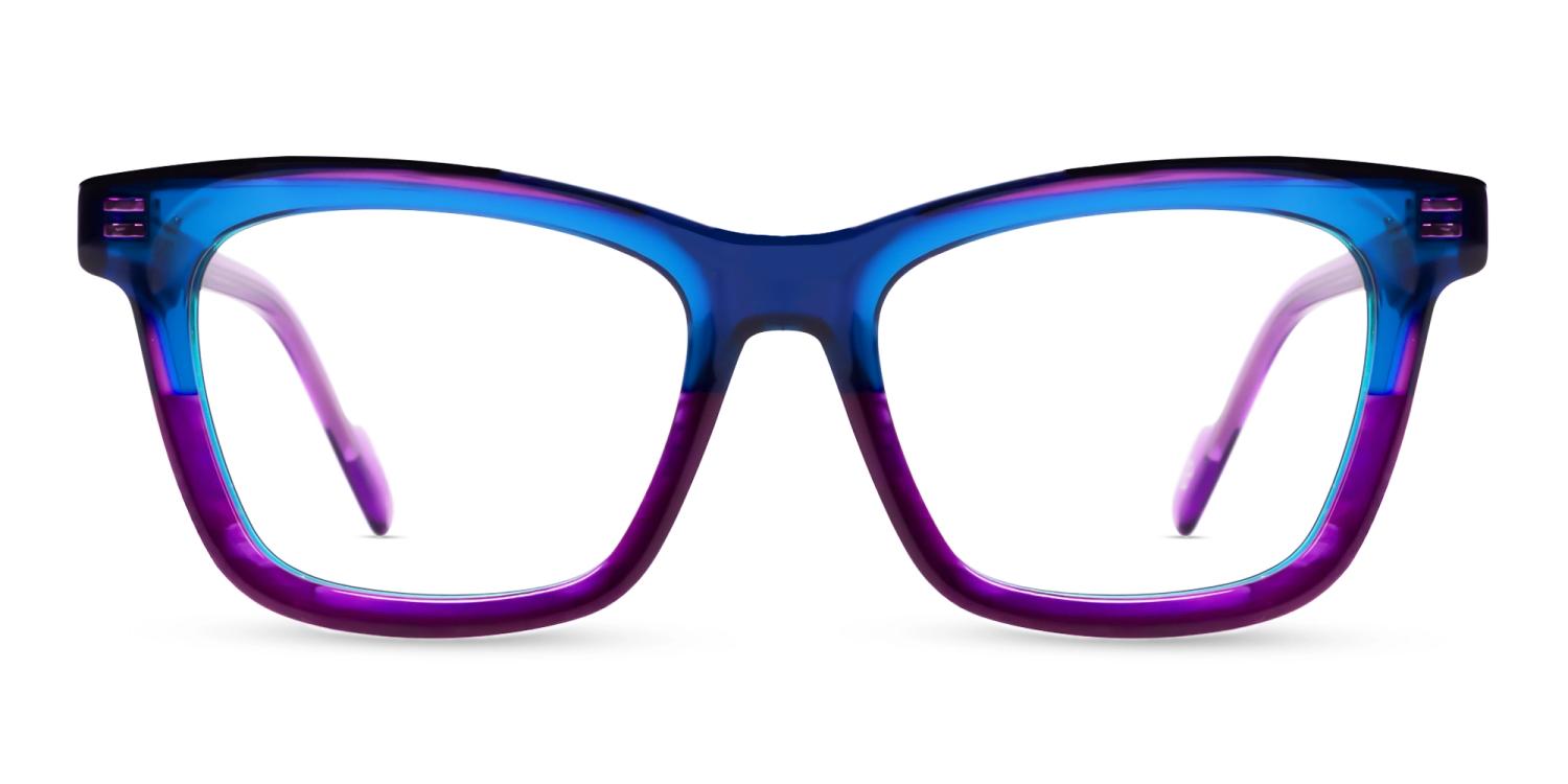 Purple & Blue Square Fullrim Acetate Glasses