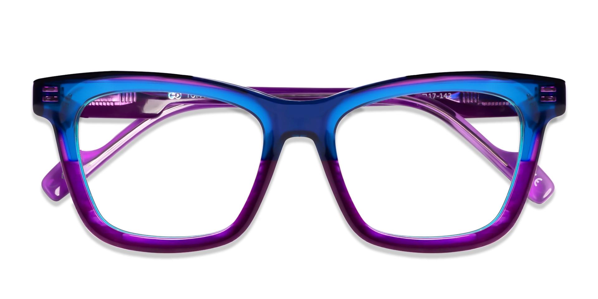 Purple & Blue Square Fullrim Acetate Glasses
