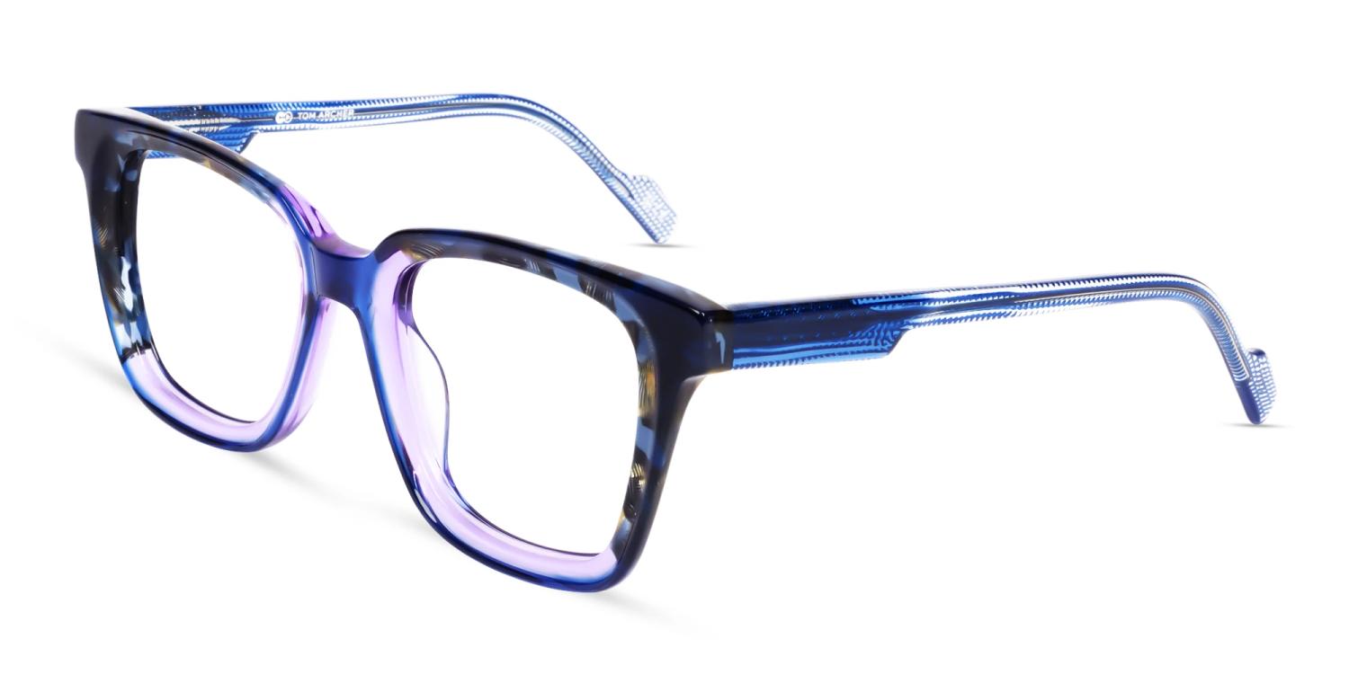 Crystal Blue Square Fullrim Acetate Glasses