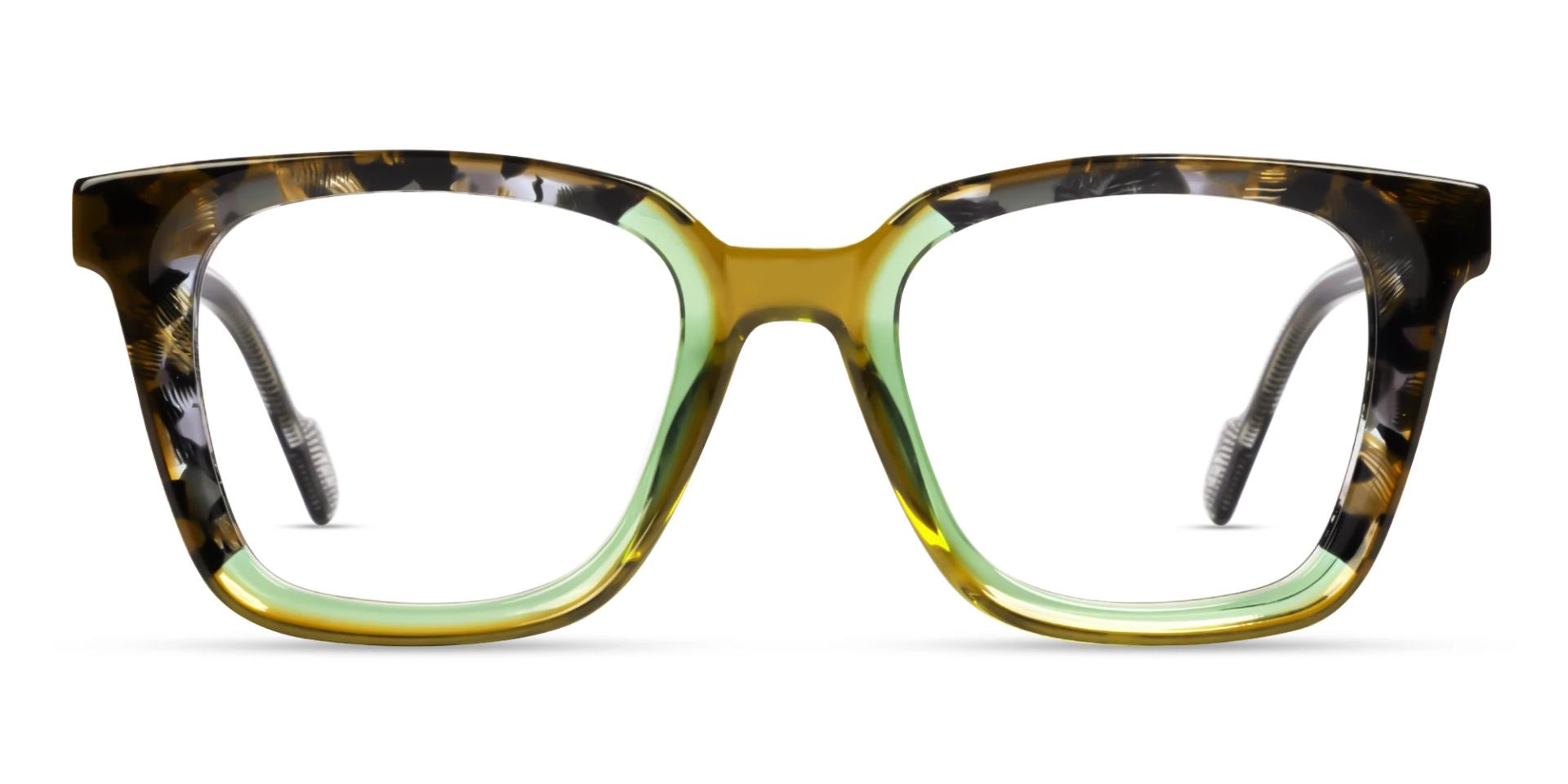 Brown & Green Square Fullrim Acetate Glasses