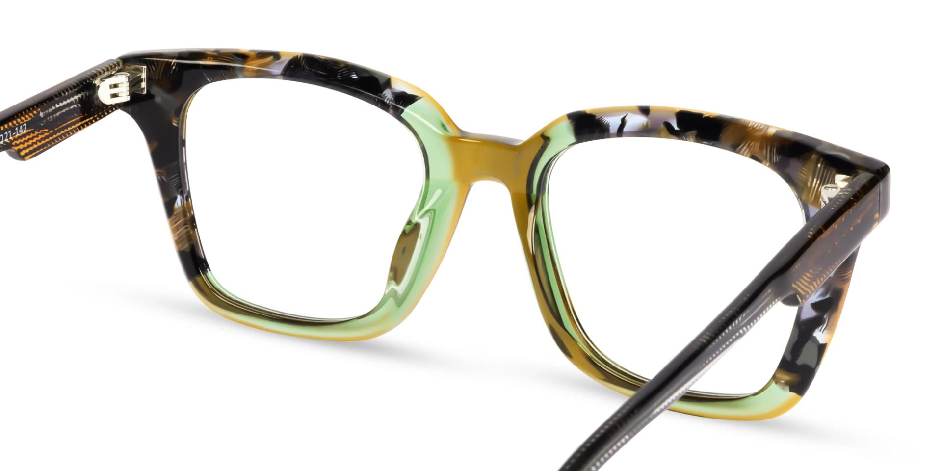 Brown & Green Square Fullrim Acetate Glasses