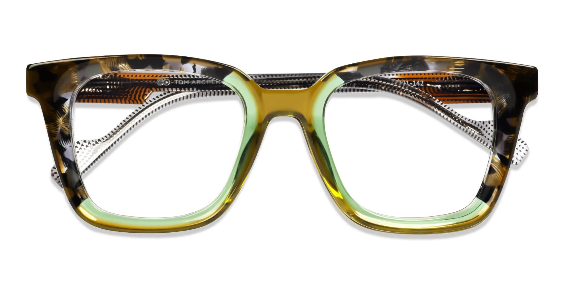 Brown & Green Square Fullrim Acetate Glasses