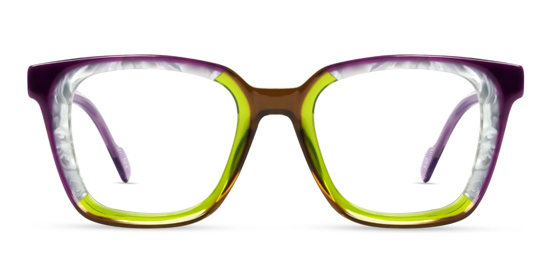 Purple & Green Square Fullrim Acetate Glasses Purple & Green Square Fullrim Acetate Glasses