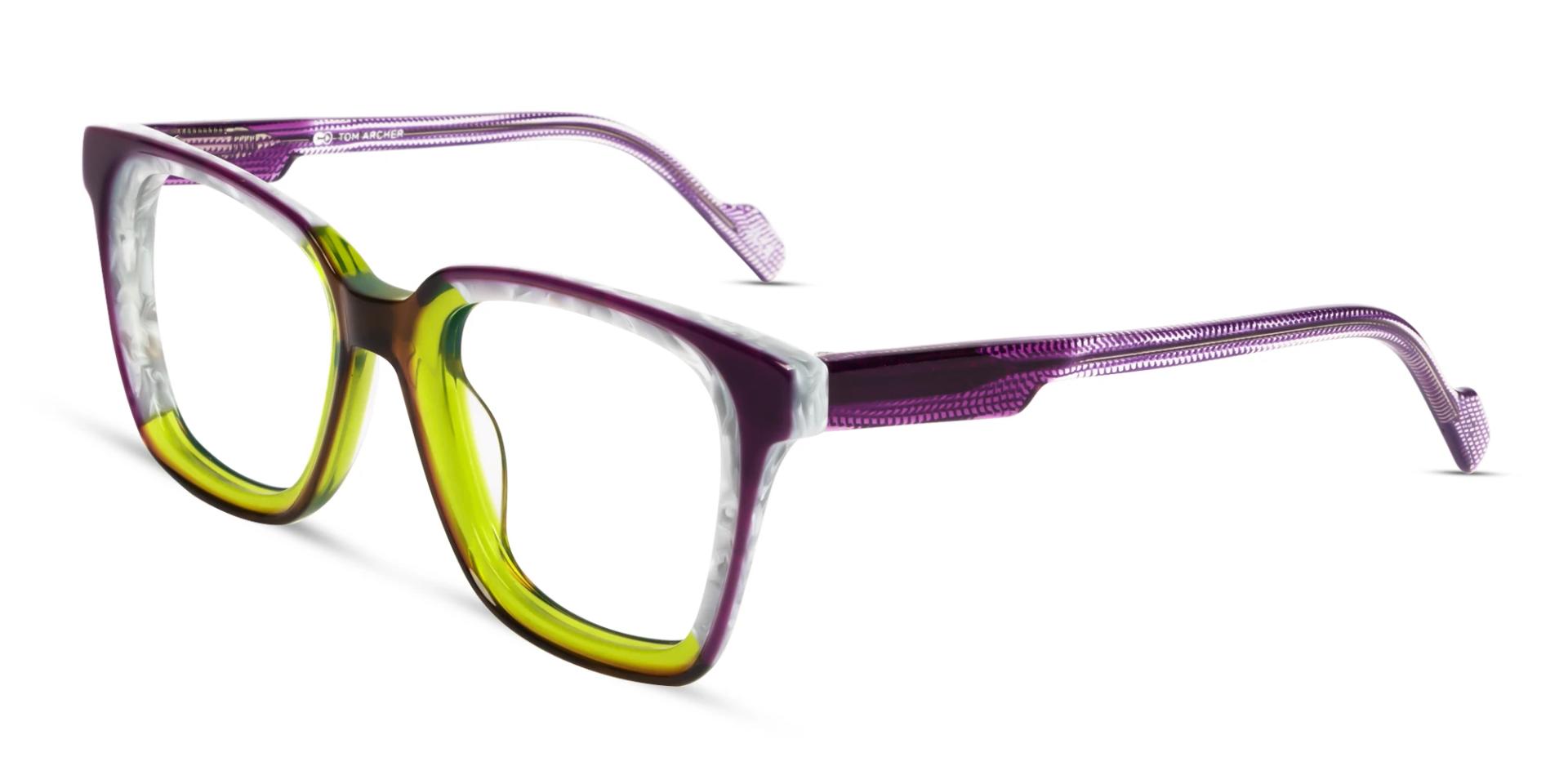 Purple & Green Square Fullrim Acetate Glasses