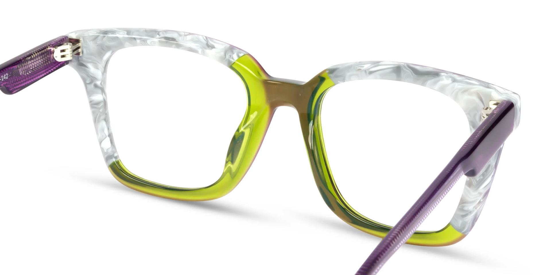 Purple & Green Square Fullrim Acetate Glasses