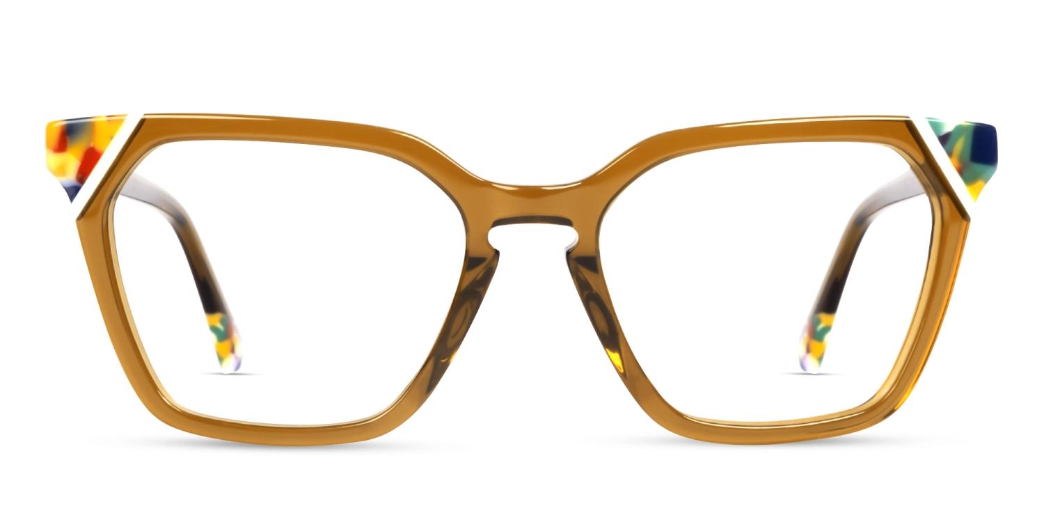Crystal Taupe Brown Square Cat-eye Glasses-1