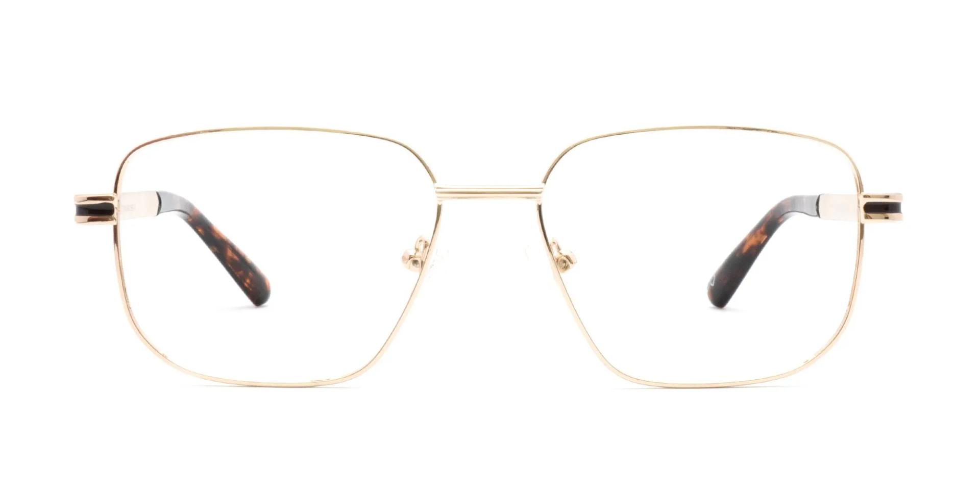 Square Gold Metal Frame Glasses