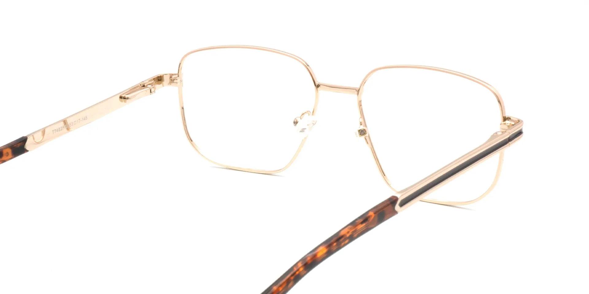 Square Gold Metal Frame Glasses