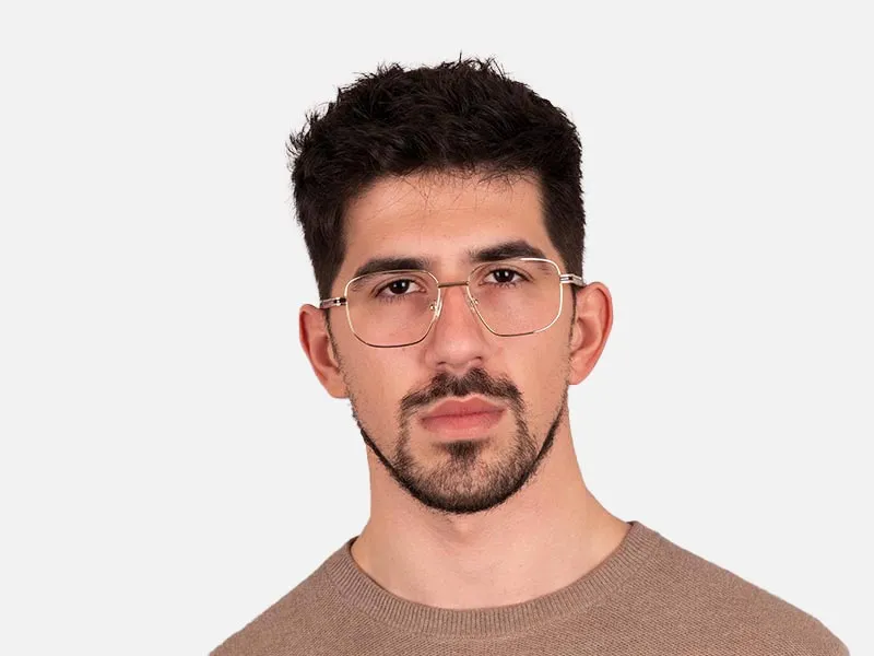 Square Gold Metal Frame Glasses