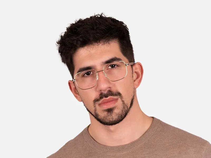 Square Gold Metal Frame Glasses