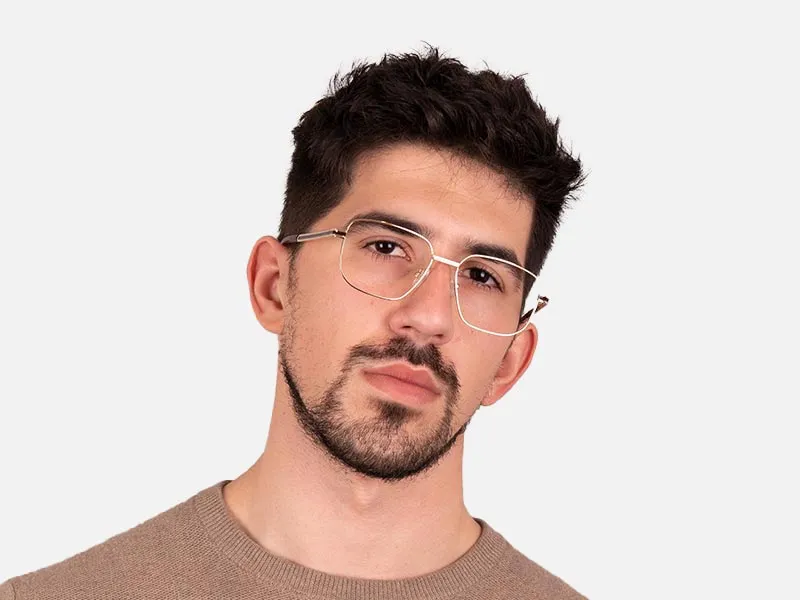 Square Gold Metal Frame Glasses