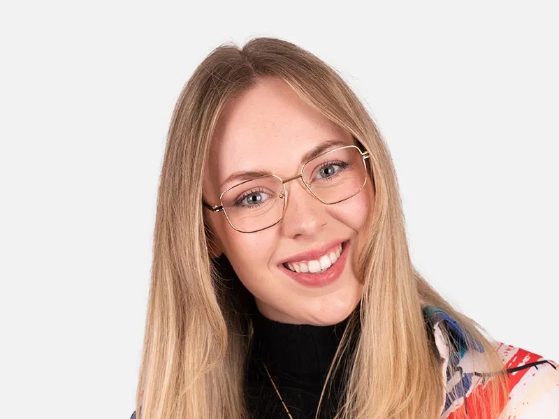 Square Gold Metal Frame Glasses