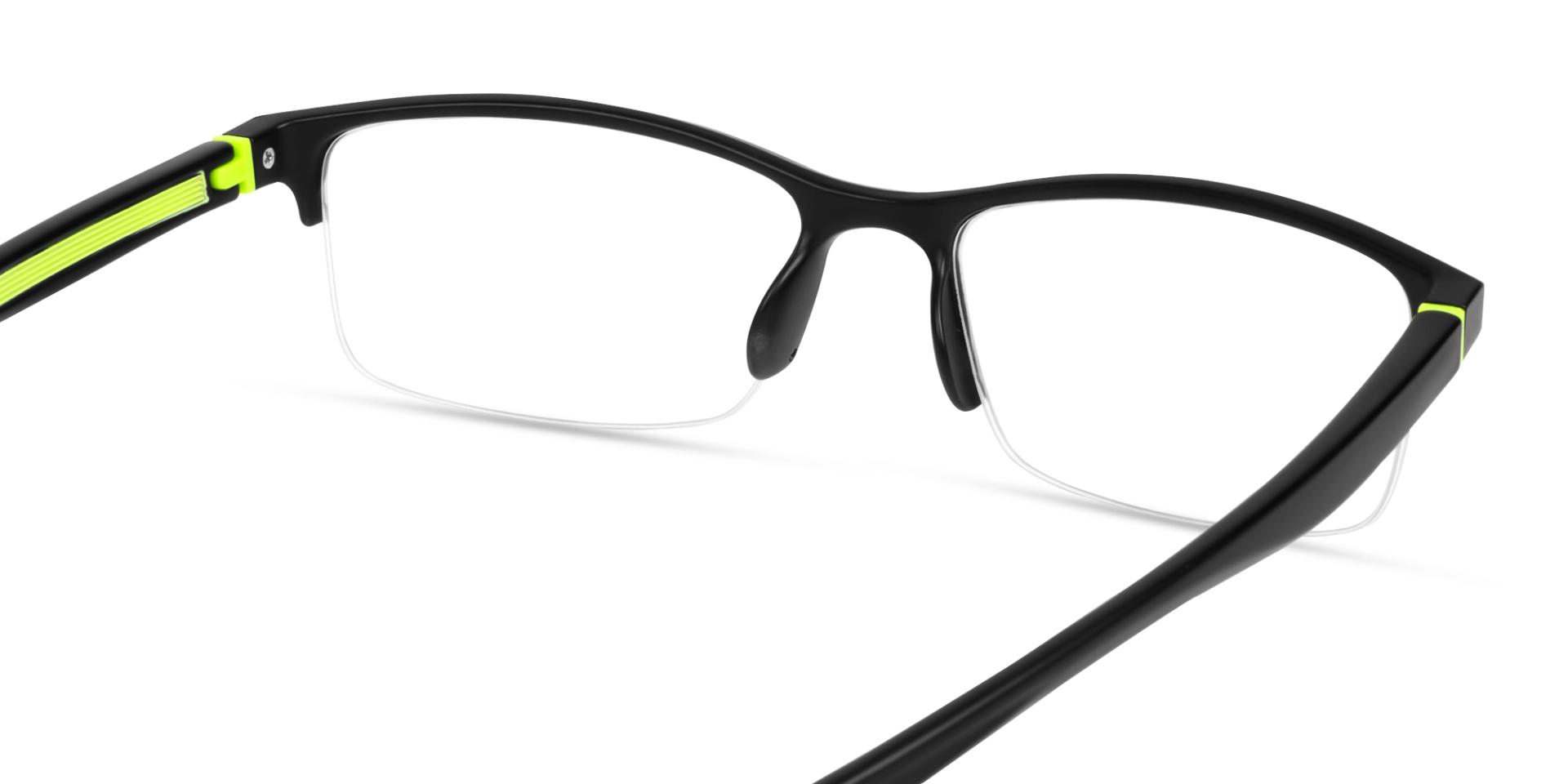 Black & Neon Rectangular Sports Spectacles-