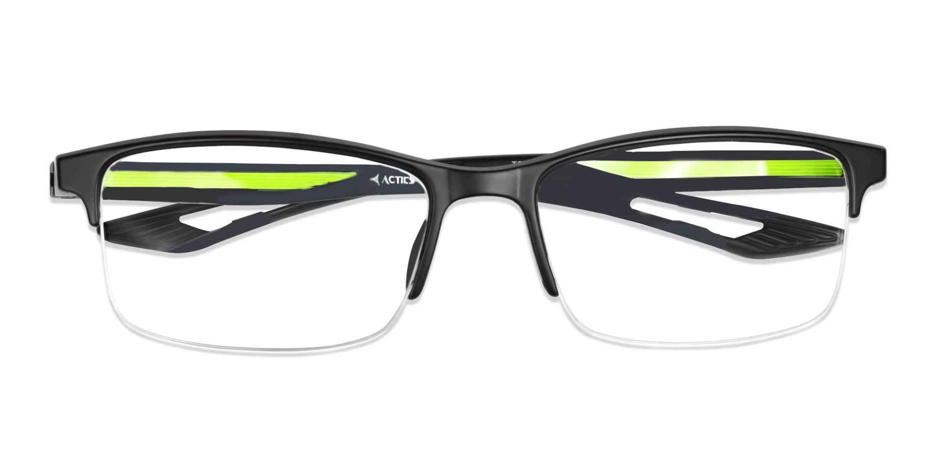 Black & Neon Rectangular Sports Spectacles-