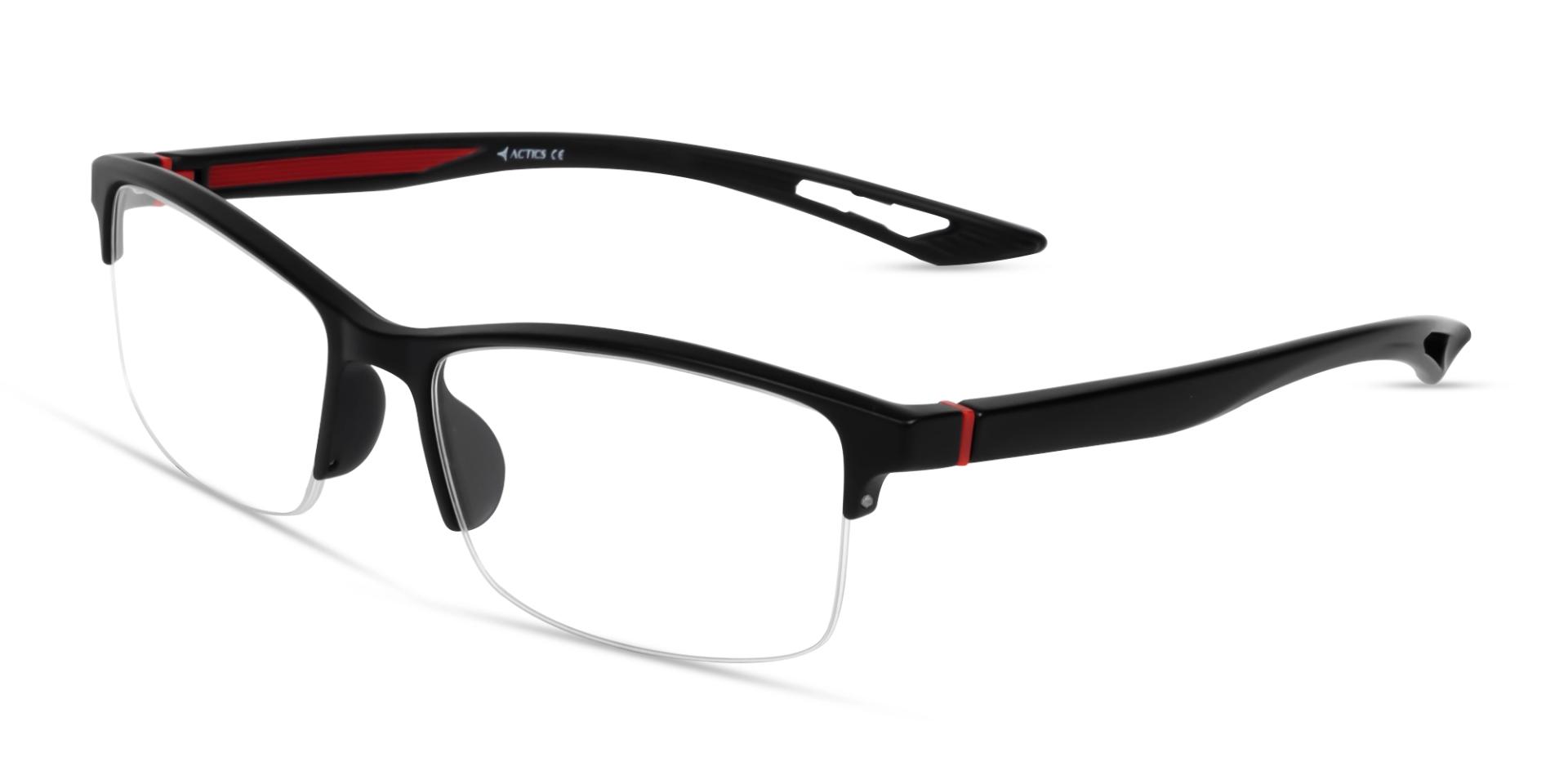 Black & Red Half-rim Sports Rectangular Glasses
