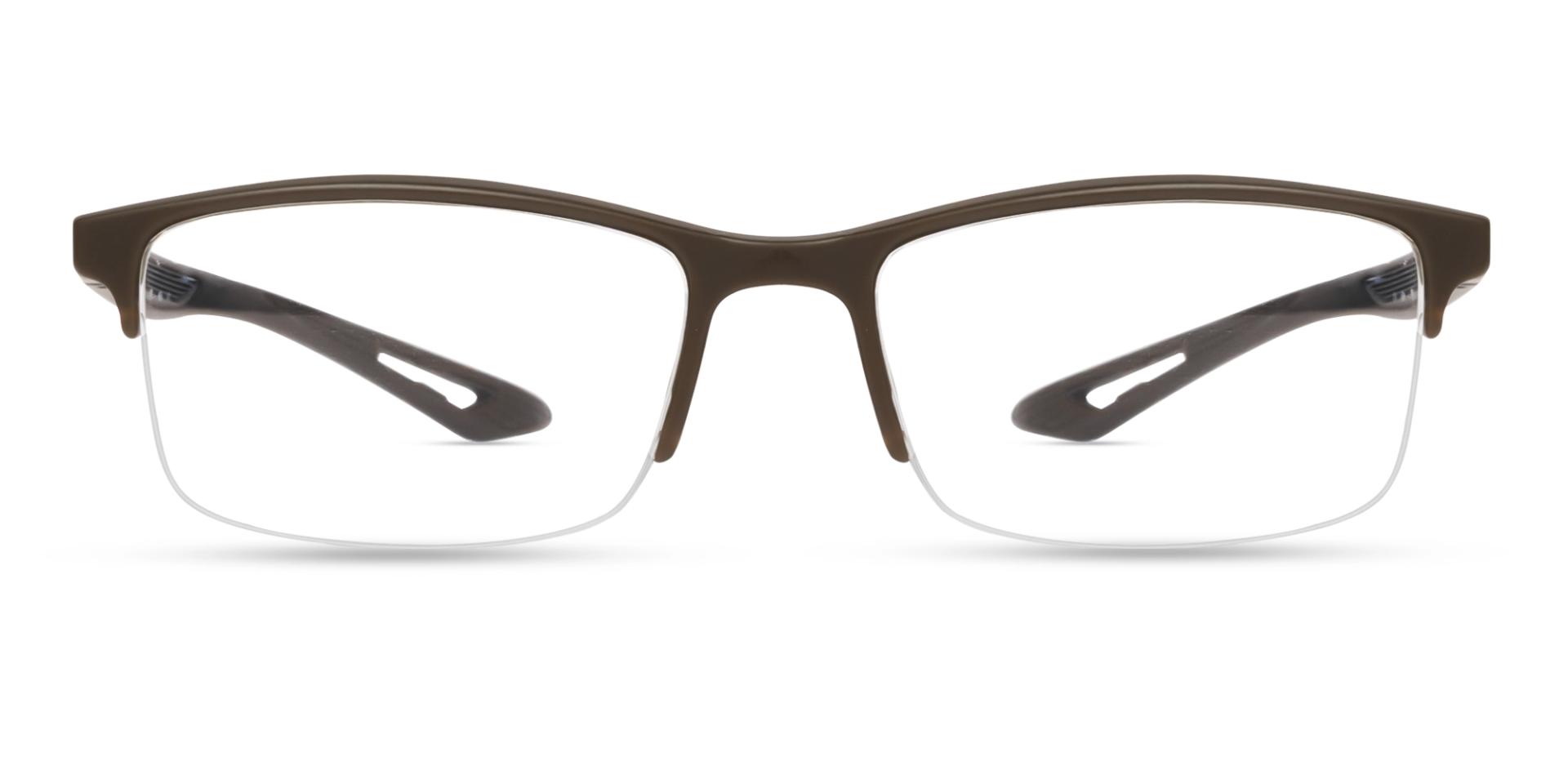 Dark Brown Half-rim Sports Rectangular Glasses