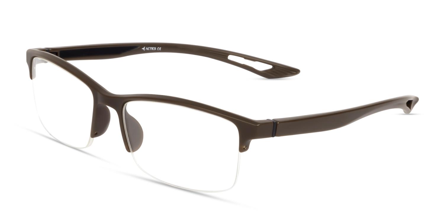 Dark Brown Half-rim Sports Rectangular Glasses