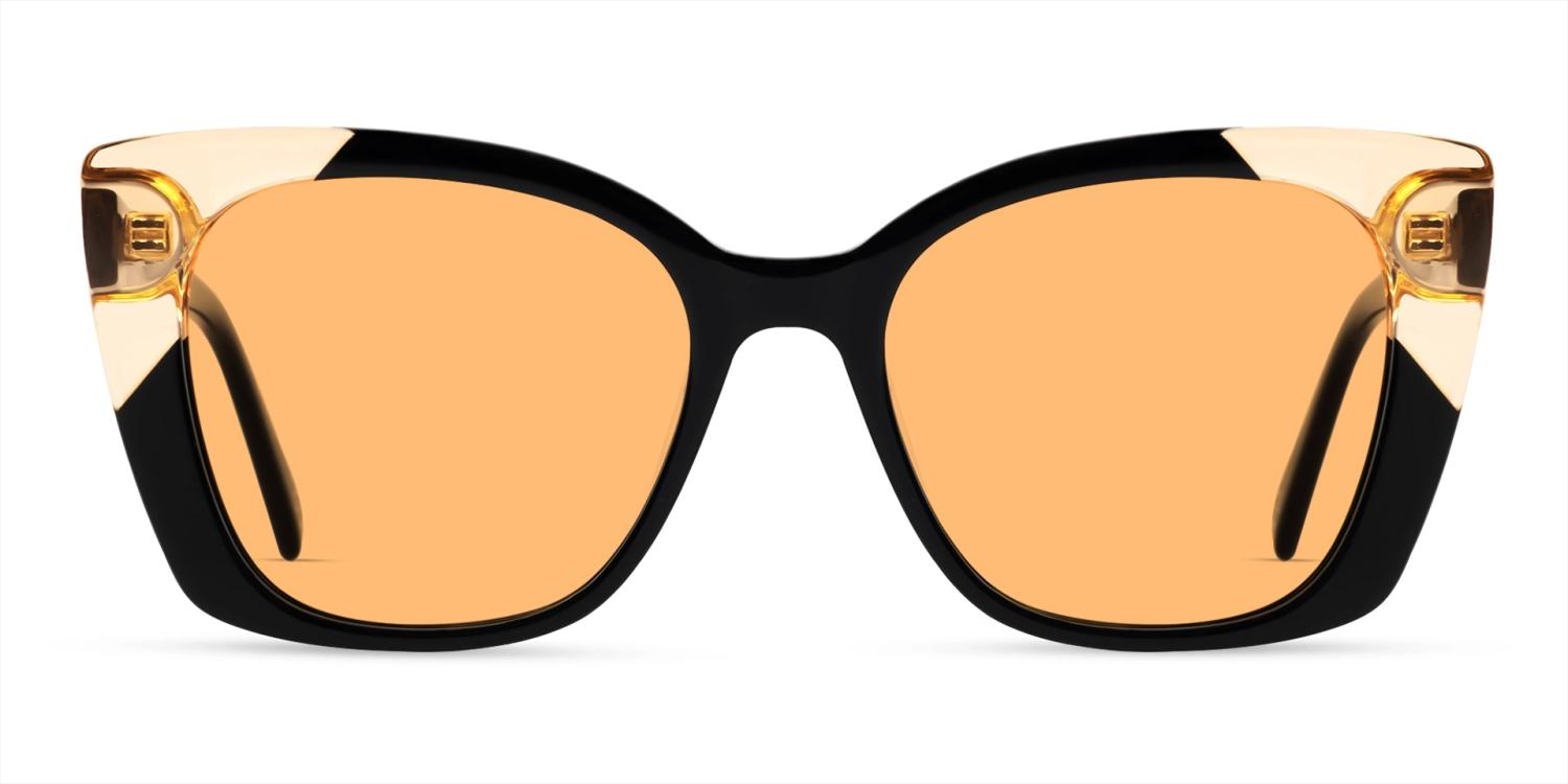 Large Black Butterfly Frame With Orange Tint Sunglasses Large Black Butterfly Frame With Orange Tint Sunglasses