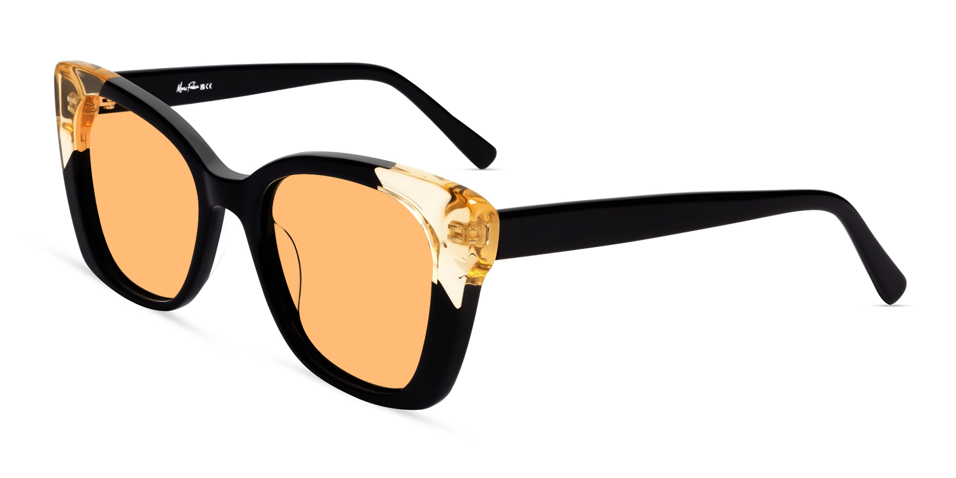 Large Black Butterfly Frame With Orange Tint Sunglasses