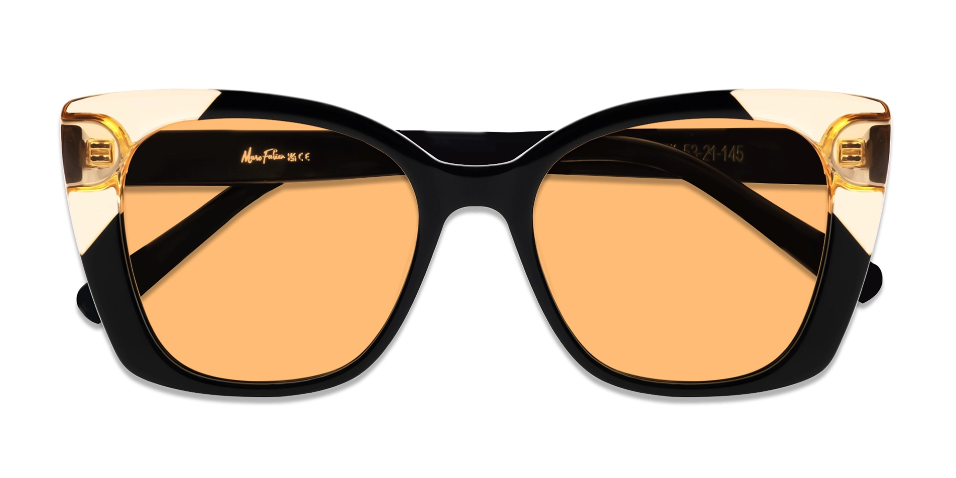 Large Black Butterfly Frame With Orange Tint Sunglasses