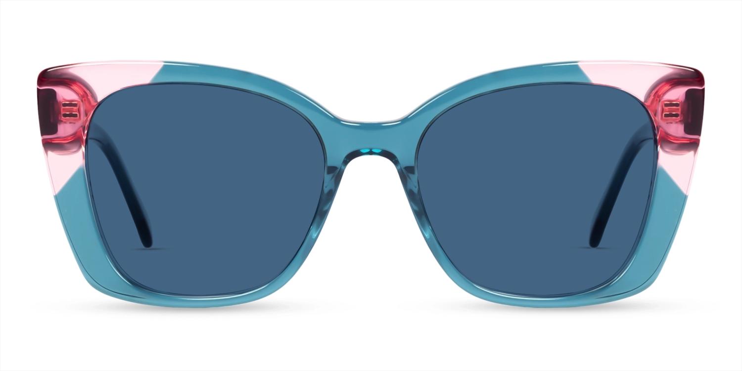 Crystal Teal Butterfly Frame With Dark Blue Sunglasses