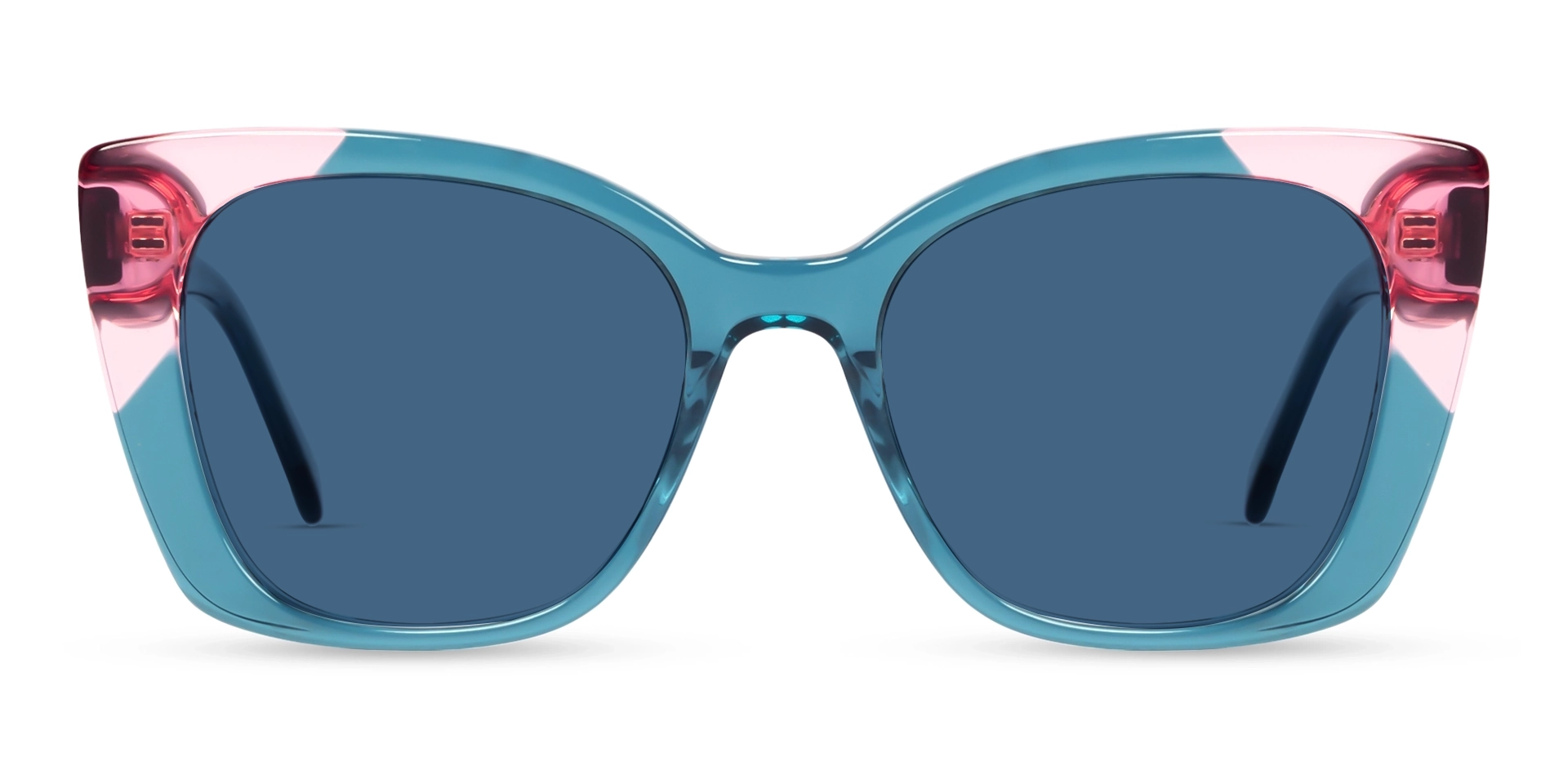 Crystal Teal Butterfly Frame With Dark Blue Sunglasses Crystal Teal Butterfly Frame With Dark Blue Sunglasses