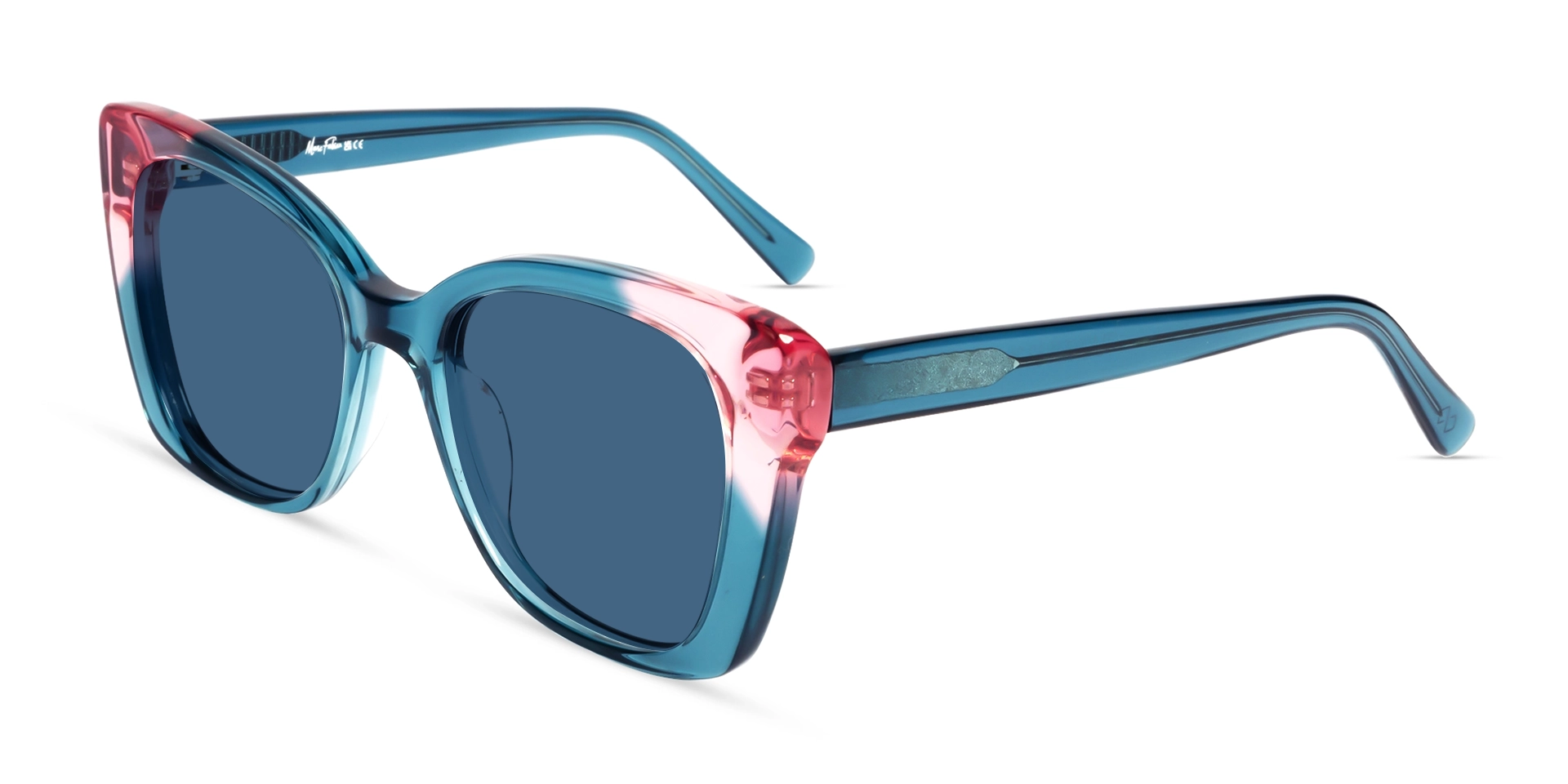 Crystal Teal Butterfly Frame With Dark Blue Sunglasses